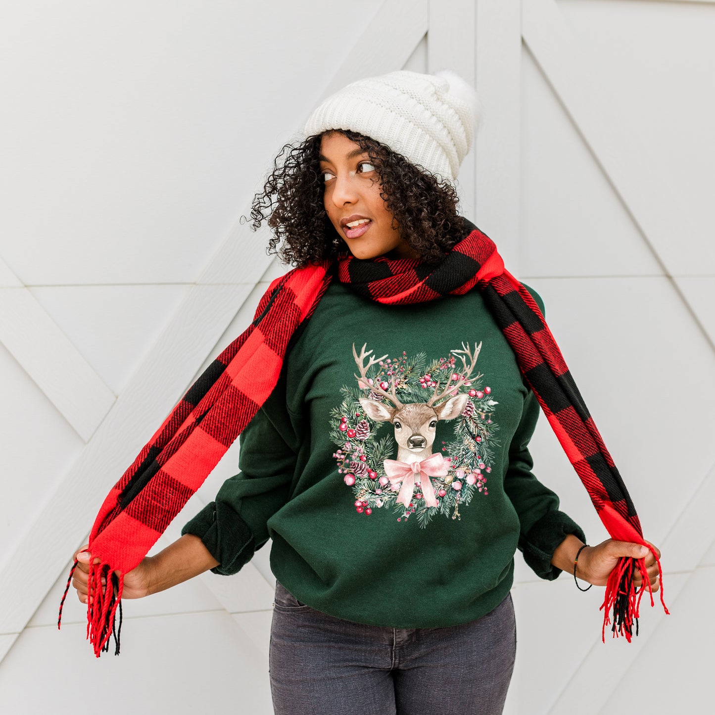 Coquette Deer Wreath | Sweatshirt
