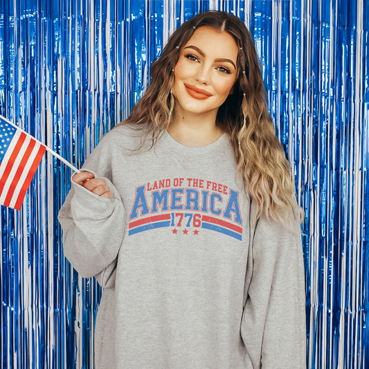 Land Of The Free America Curved | Sweatshirt