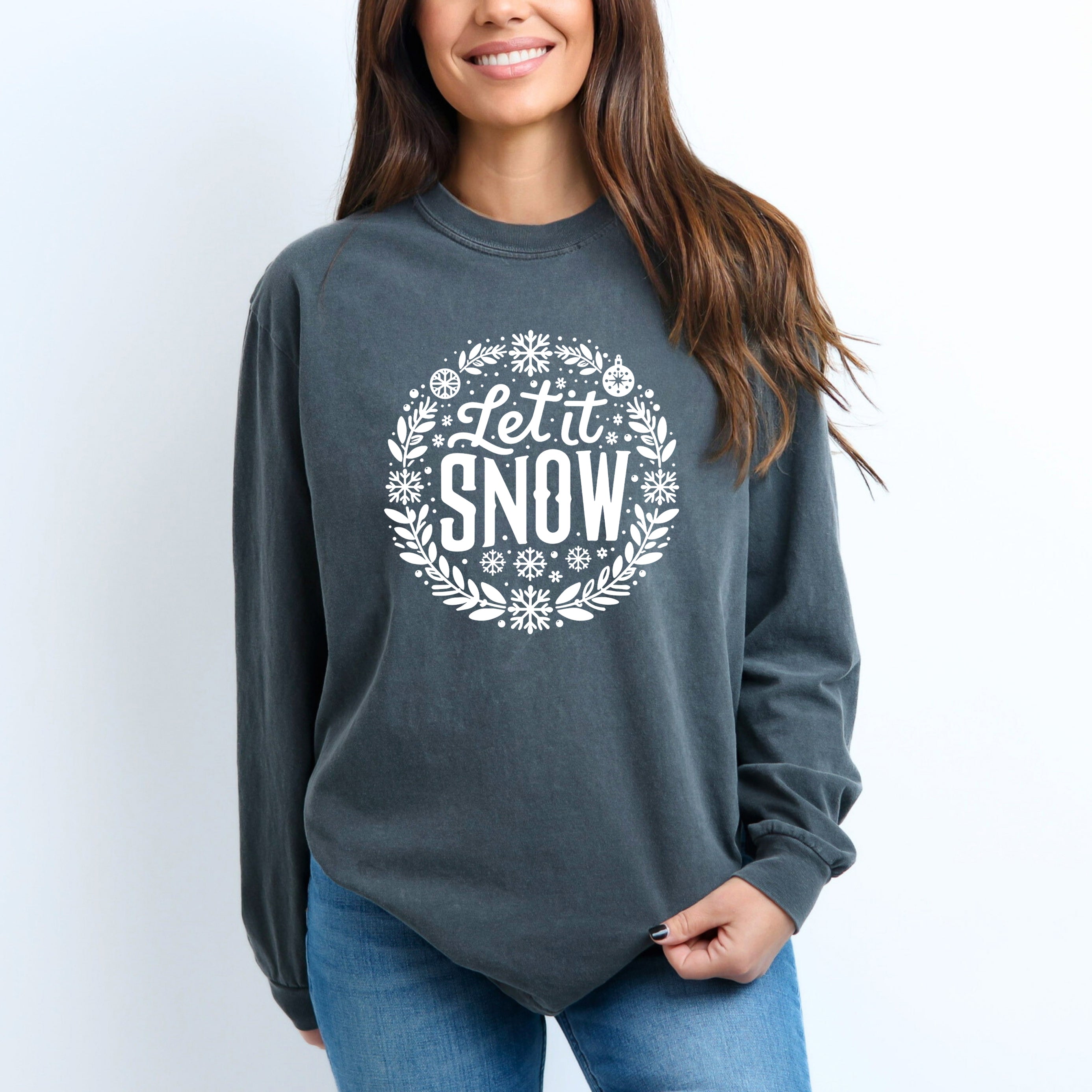 Let It Snow Wreath | Garment Dyed Long Sleeve
