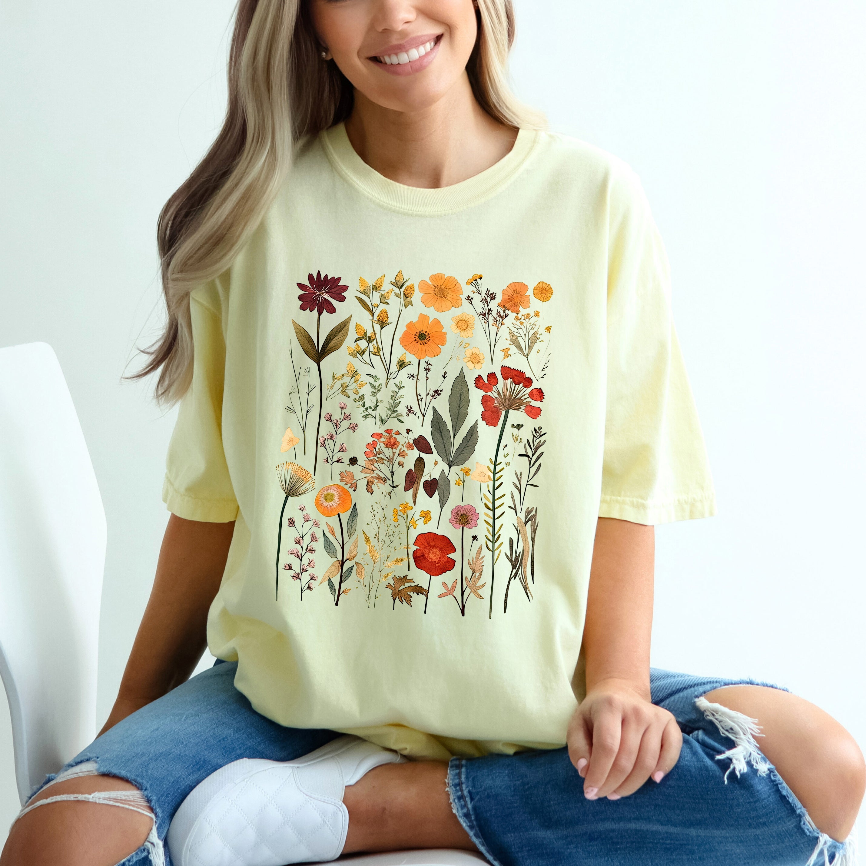 Vintage Pressed Flowers | Garment Dyed Tee