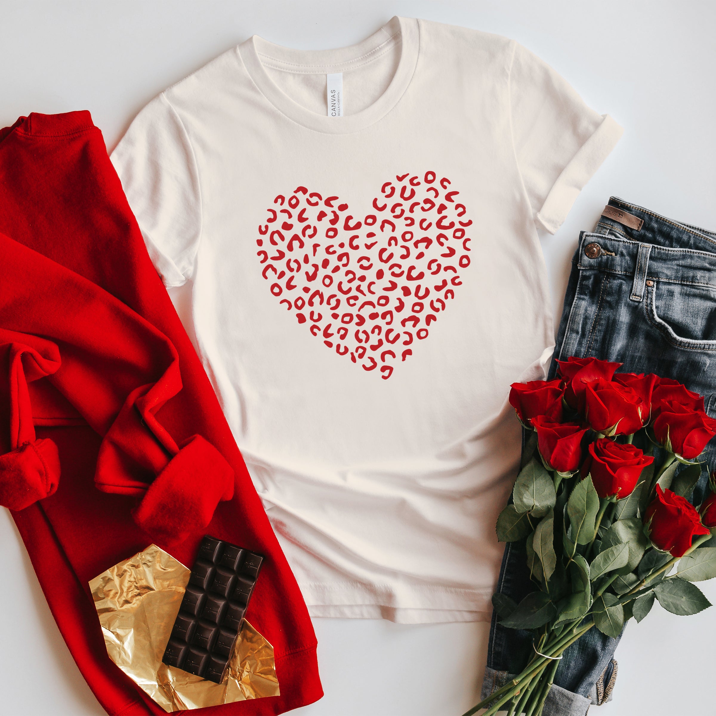 Valentine Leopard Heart | Short Sleeve Graphic Tee