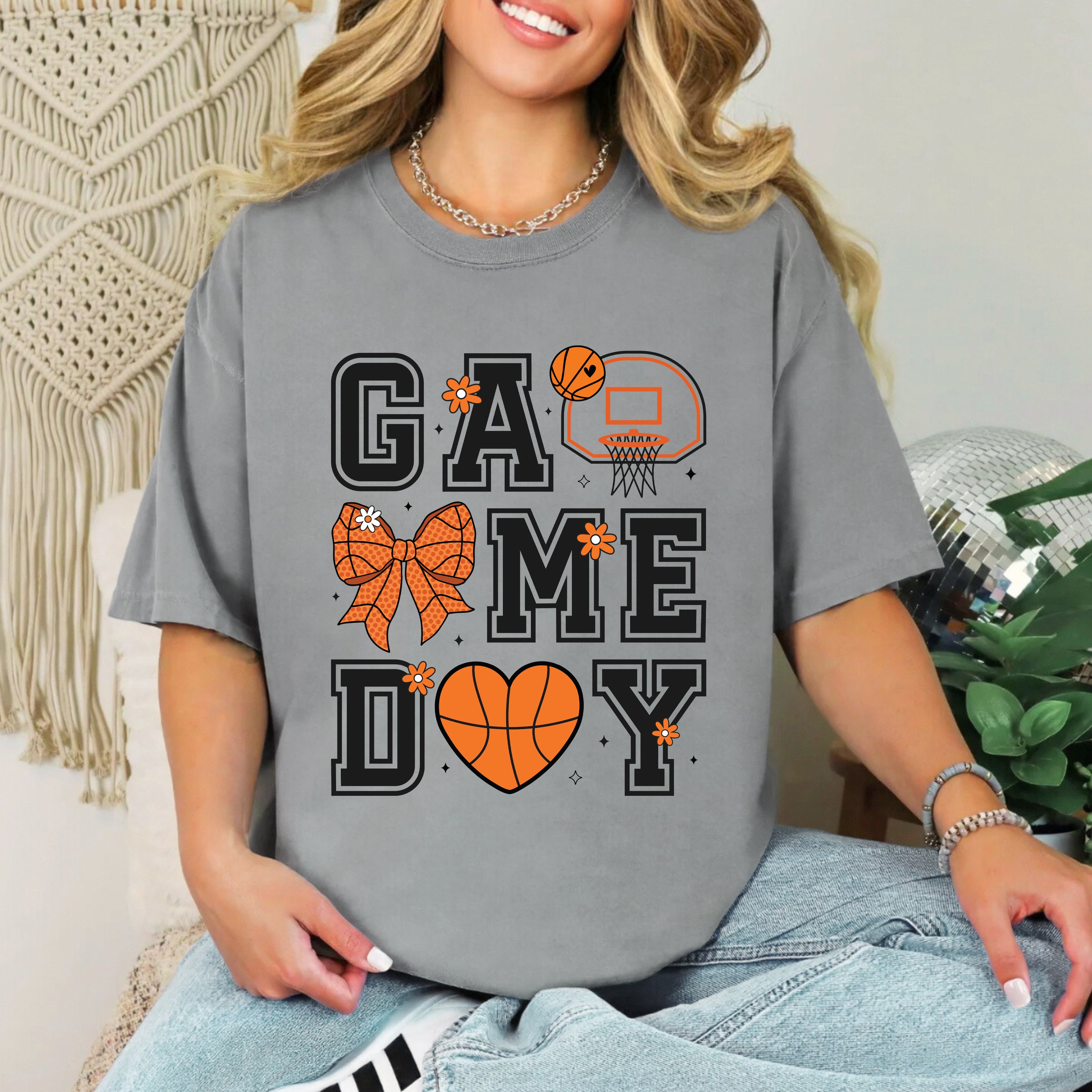 Basketball Game Day Coquette | Garment Dyed Short Sleeve Tee