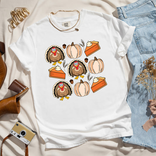 Turkey Pumpkin Pie Grid | Garment Dyed Tee