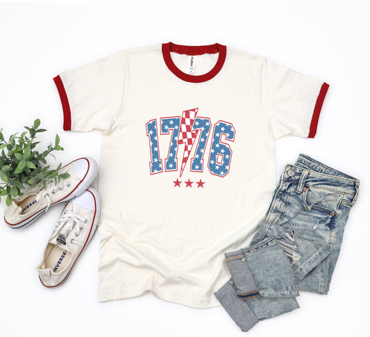 1776 Stars Lightning Bolt | Ringer Tee