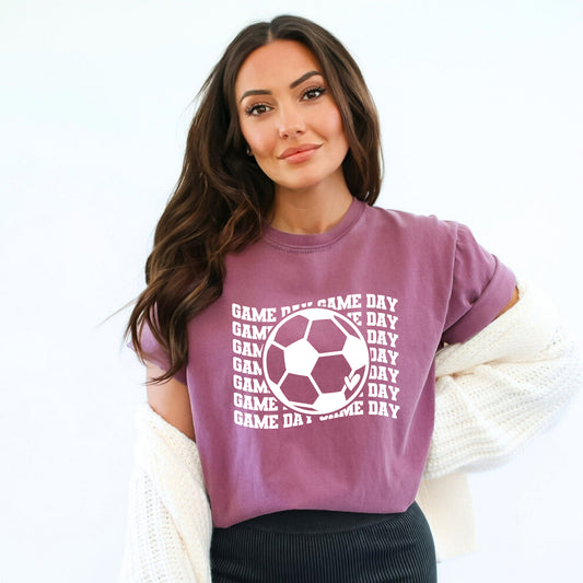 Soccer Game Day Stacked | Garment Dyed Short Sleeve Tee