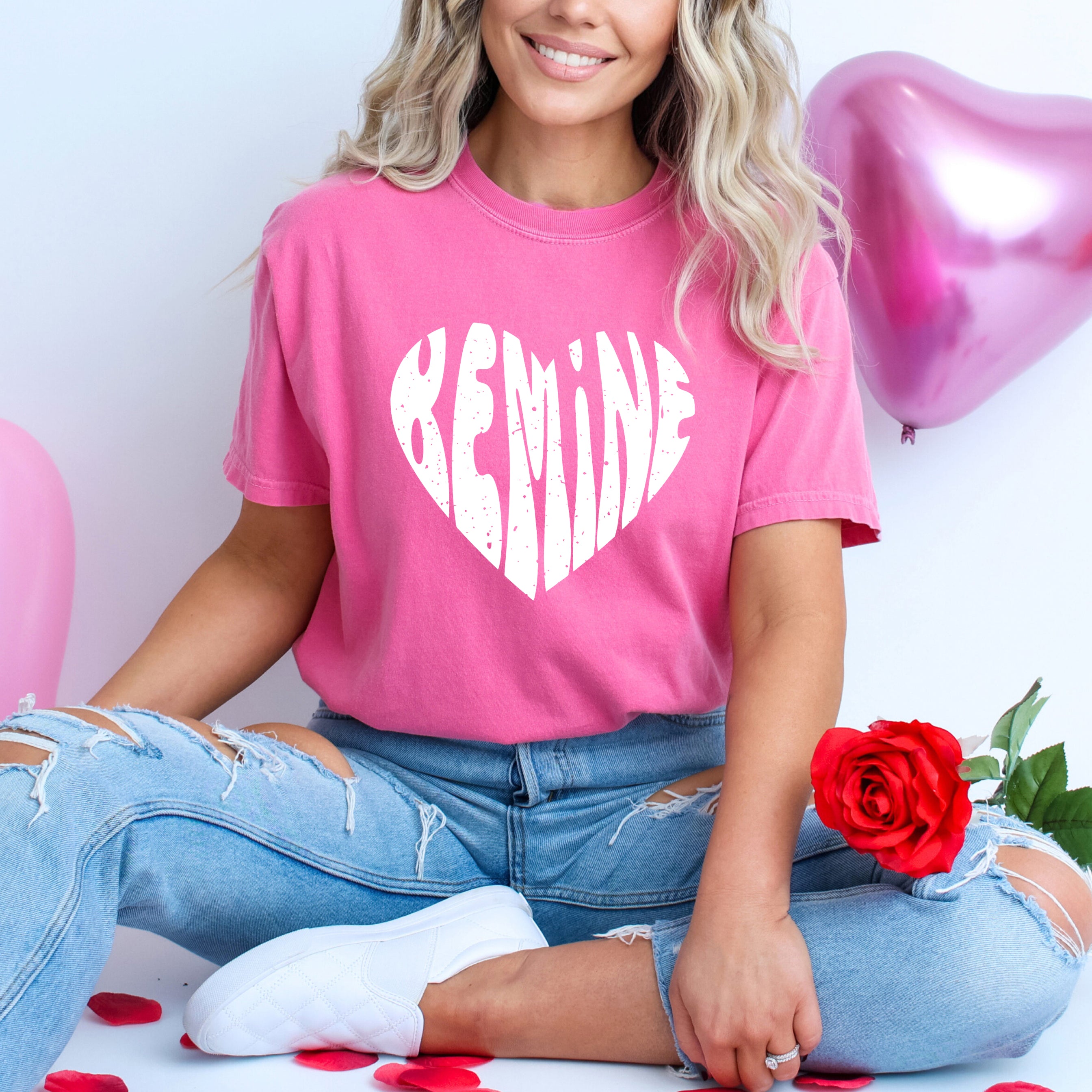 Be Mine Distressed Heart  | Garment Dyed Tee