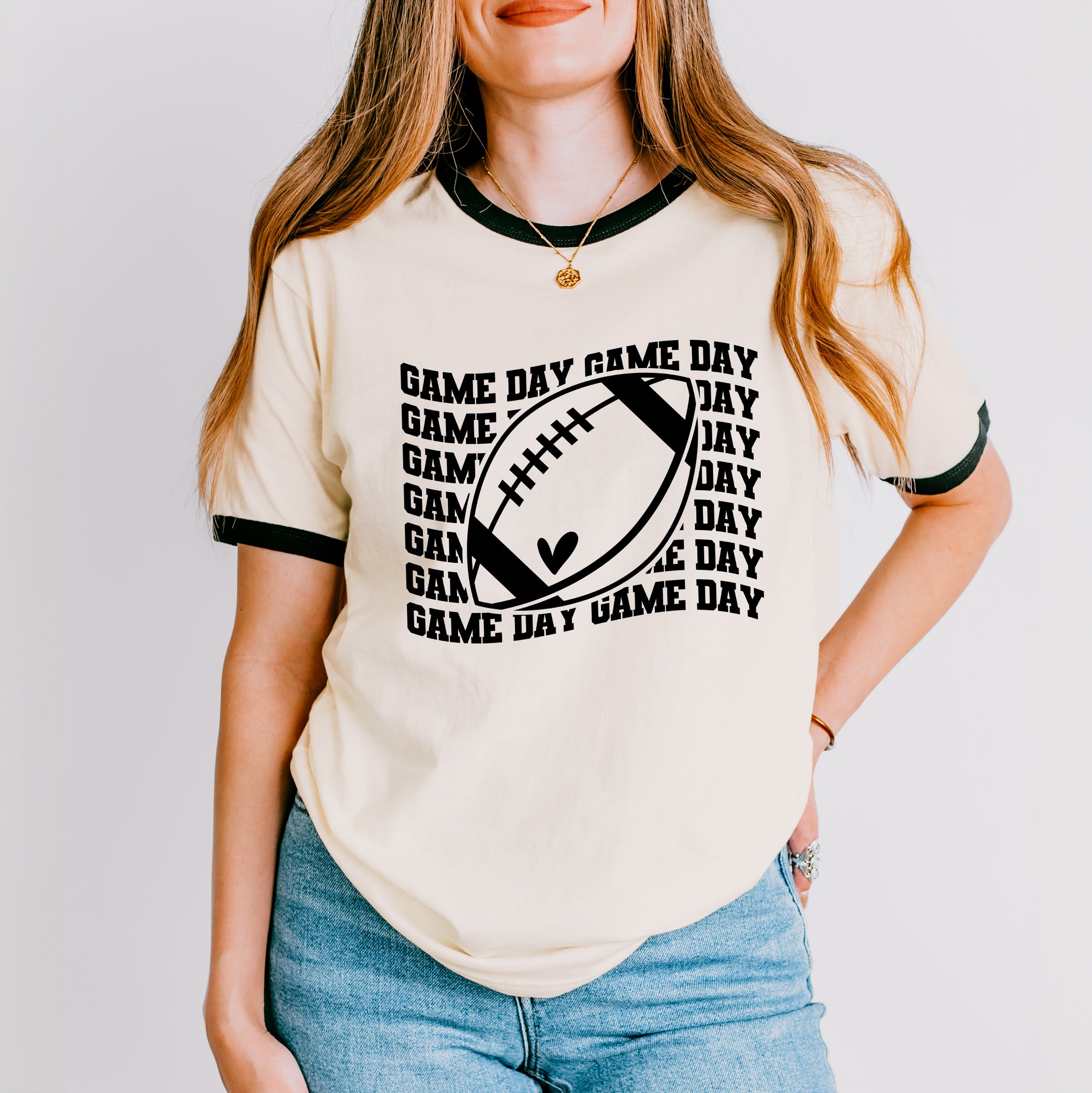 Football Game Day Stacked Wavy | Ringer Tee