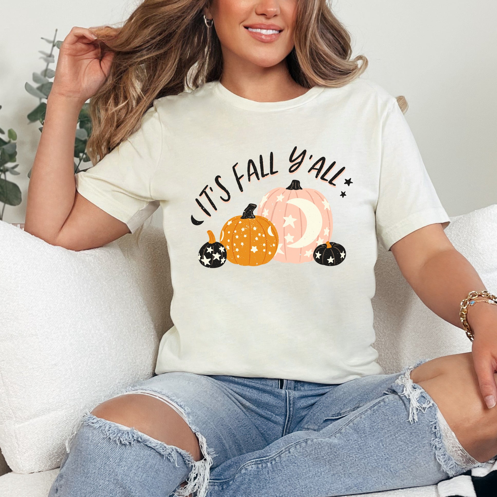Boho It's Fall y'all Pumpkins | Short Sleeve Graphic Tee