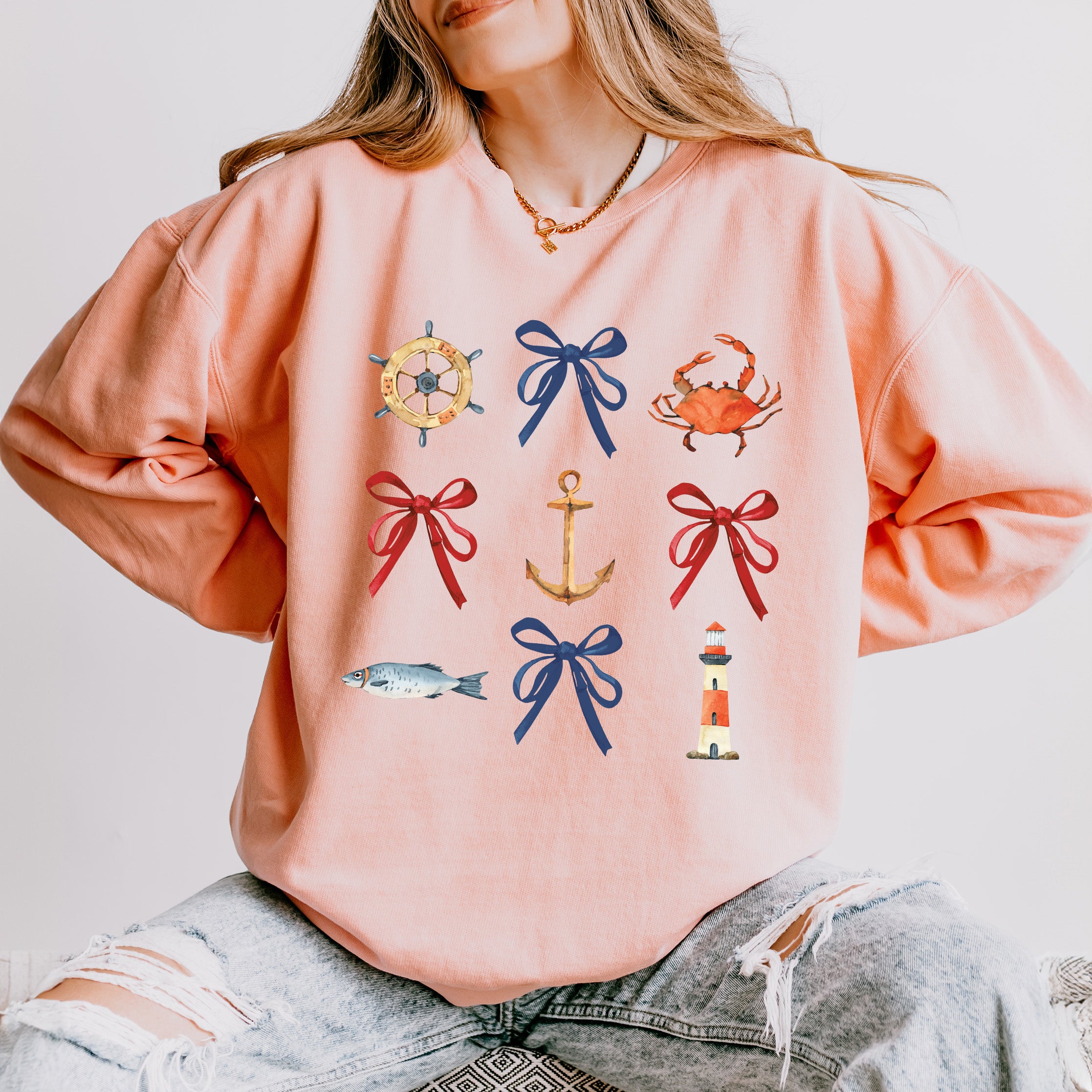 Coquette Nautical Collage | Lightweight Garment Dyed Sweatshirt
