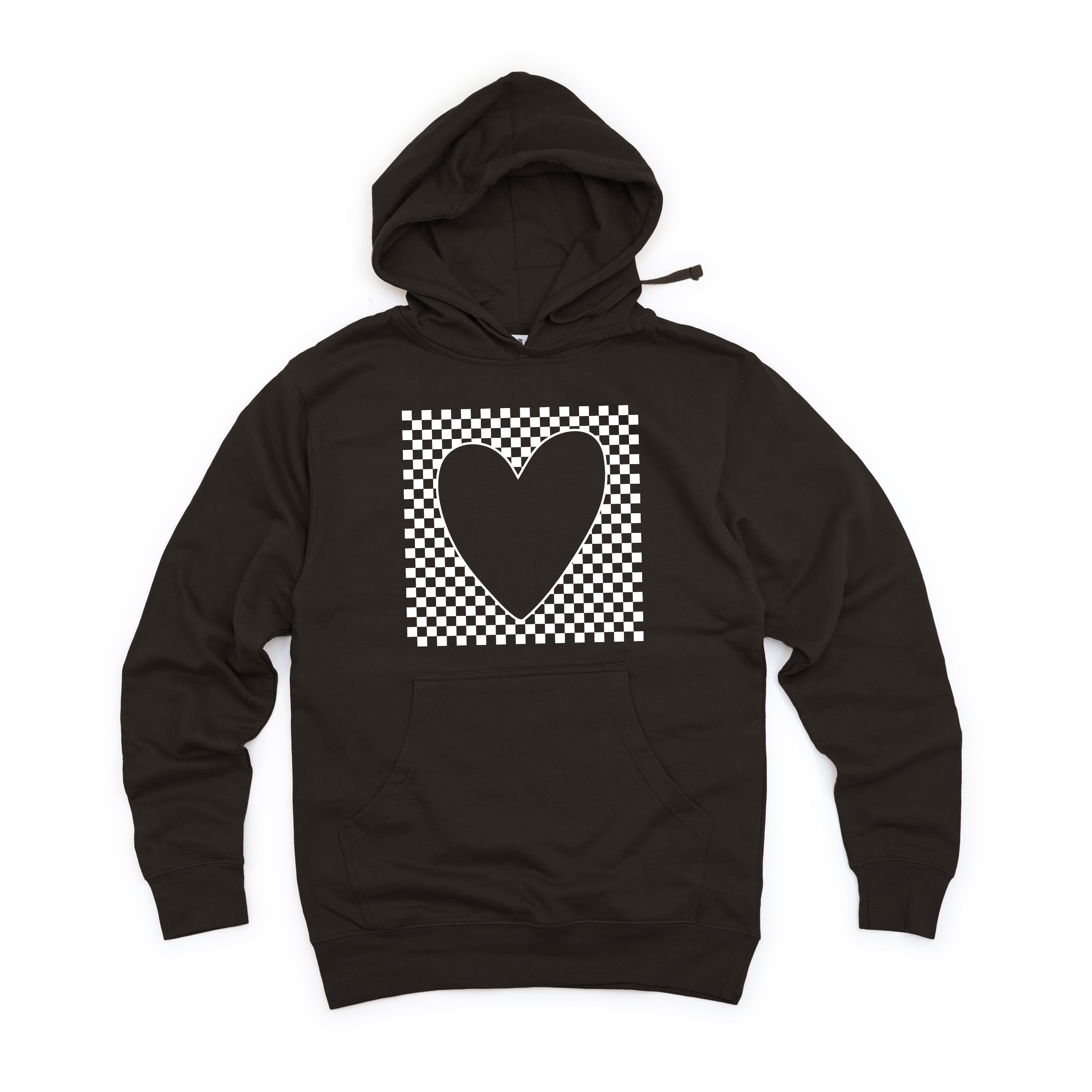 Checkered Heart Cut Out | Hoodie