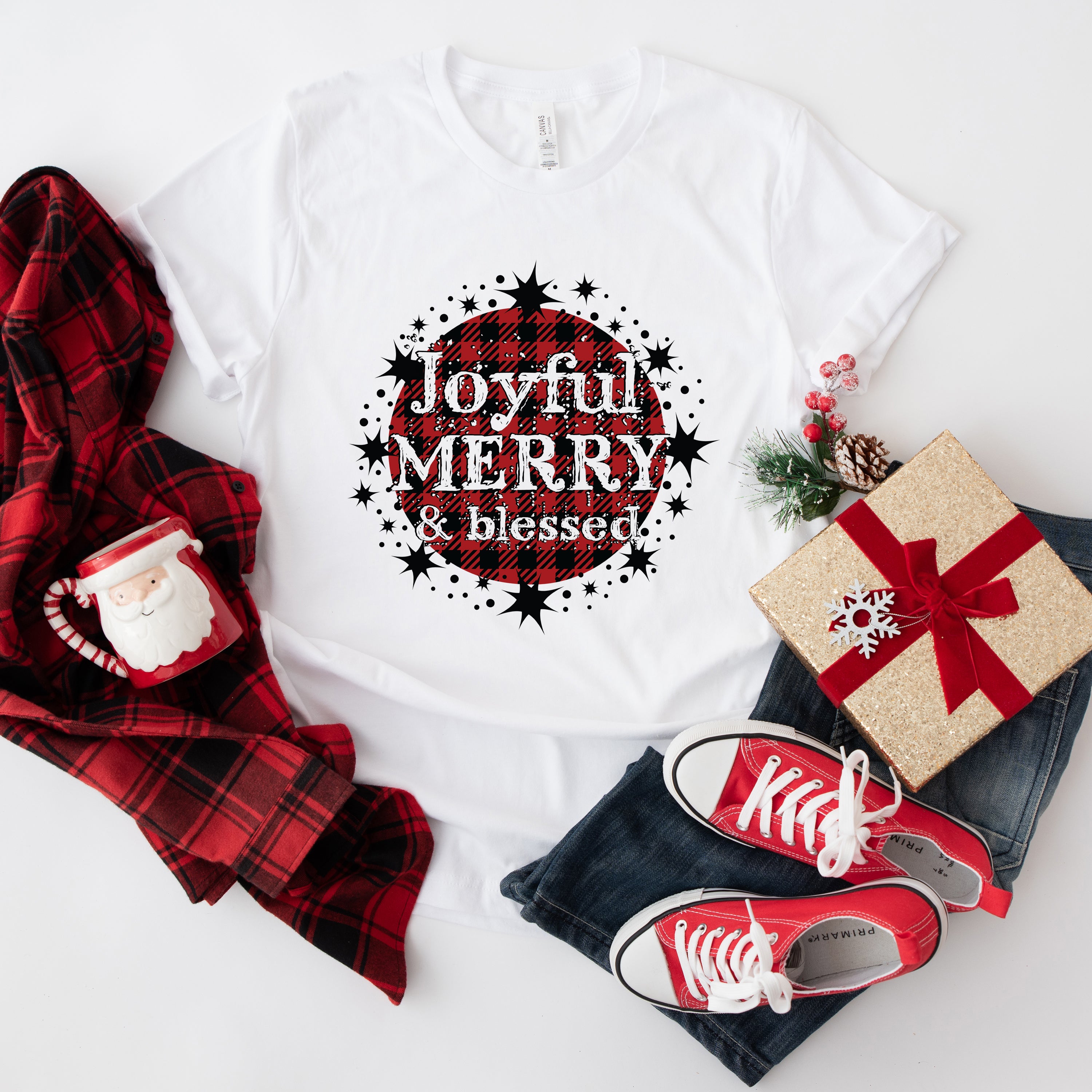 Joyful Merry And Blessed | Short Sleeve Crew Neck