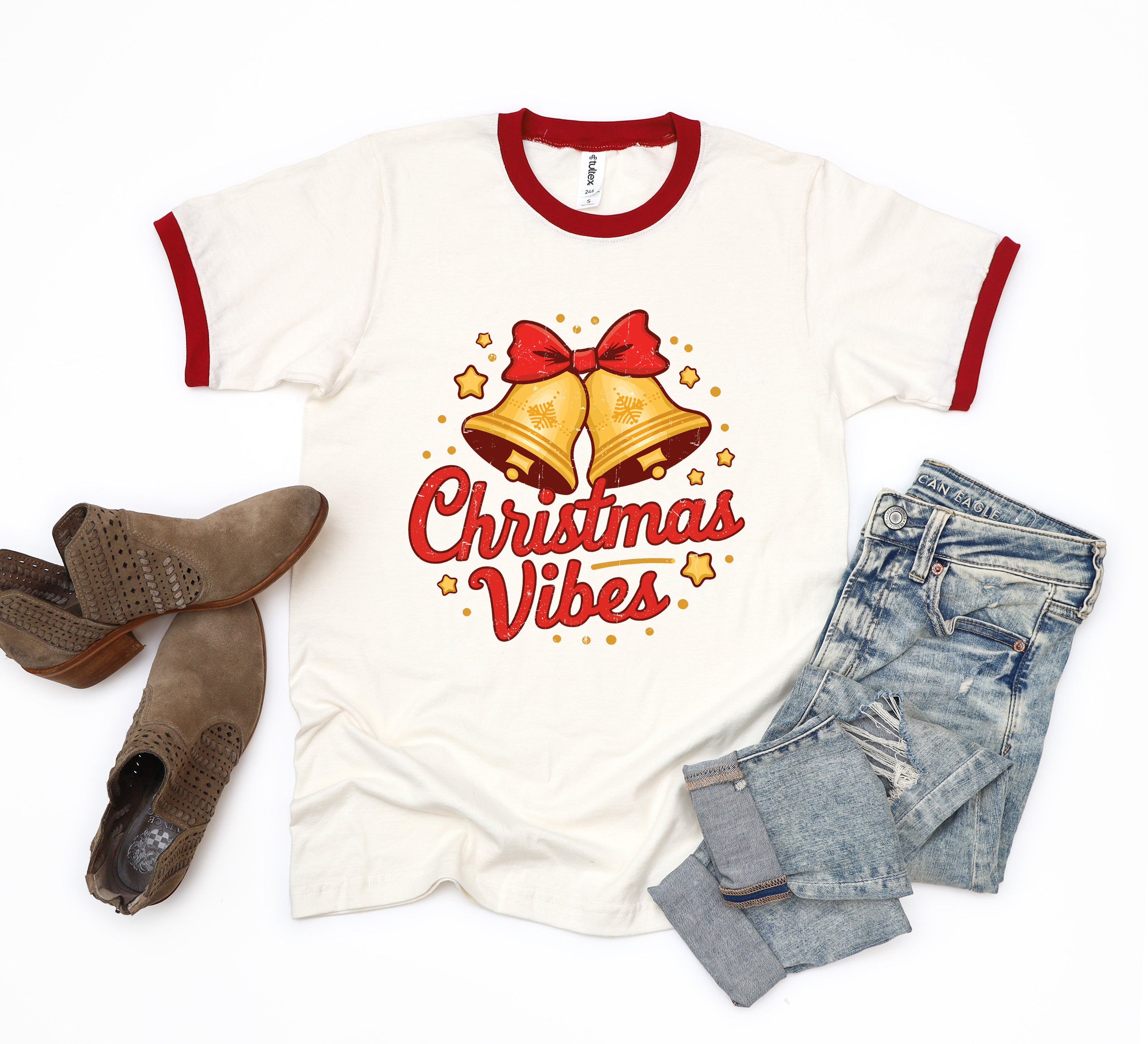 Christmas Vibes Bells  | Ringer Tee