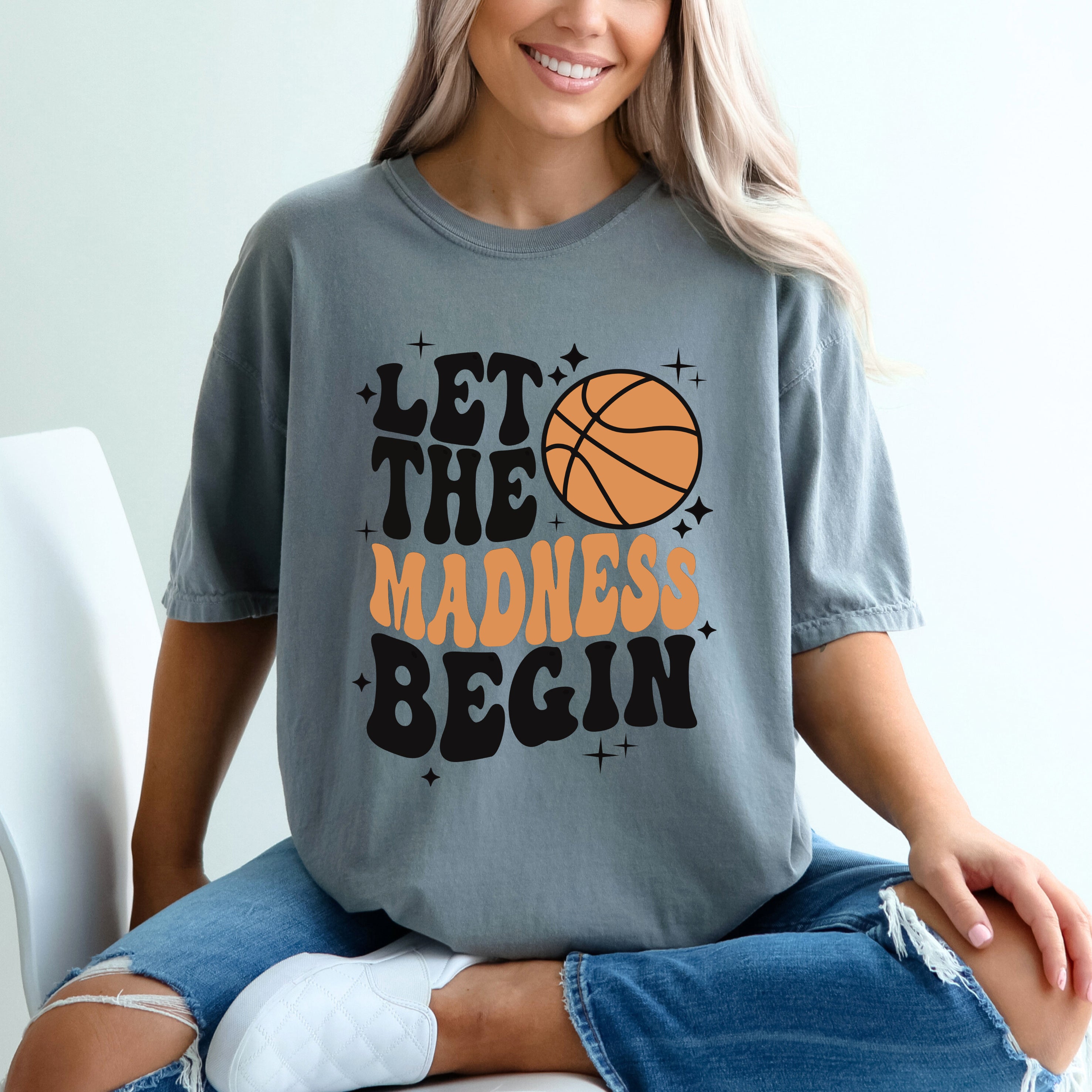 Madness Begin Basketball | Garment Dyed Short Sleeve Tee