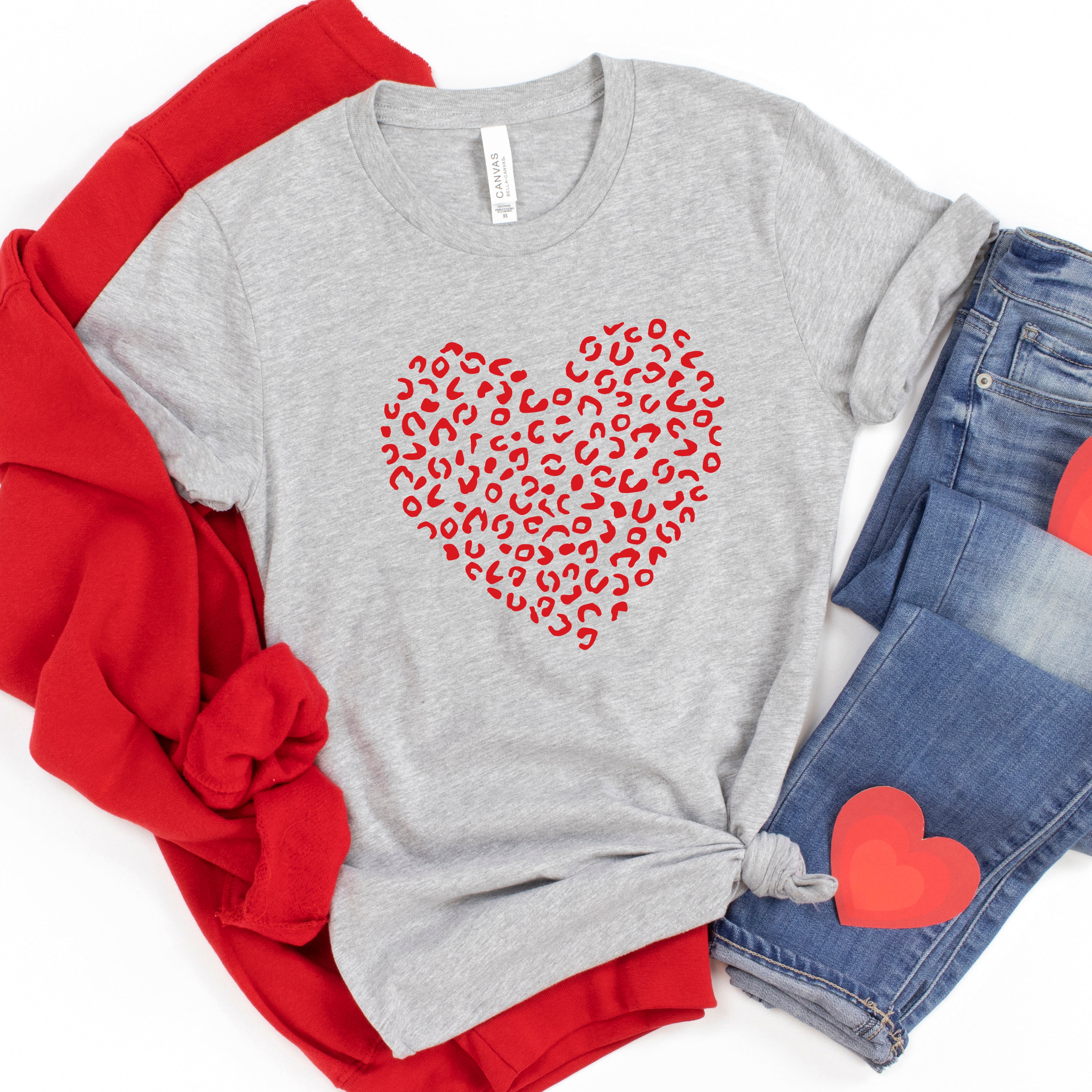 Valentine Leopard Heart | Short Sleeve Graphic Tee