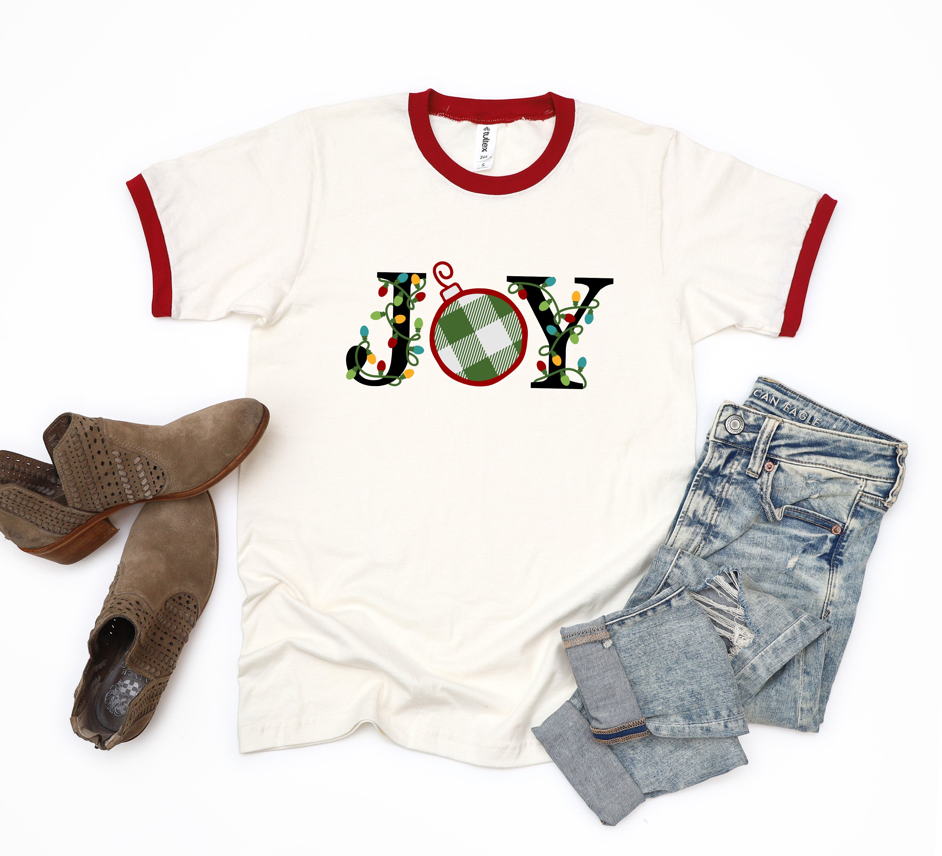 Joy Christmas Lights | Ringer Tee