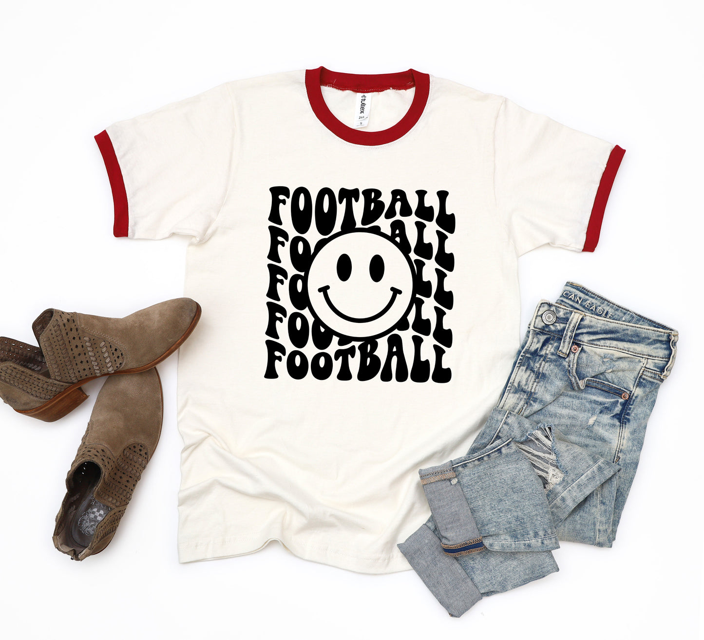 Football Smiley Face | Ringer Tee