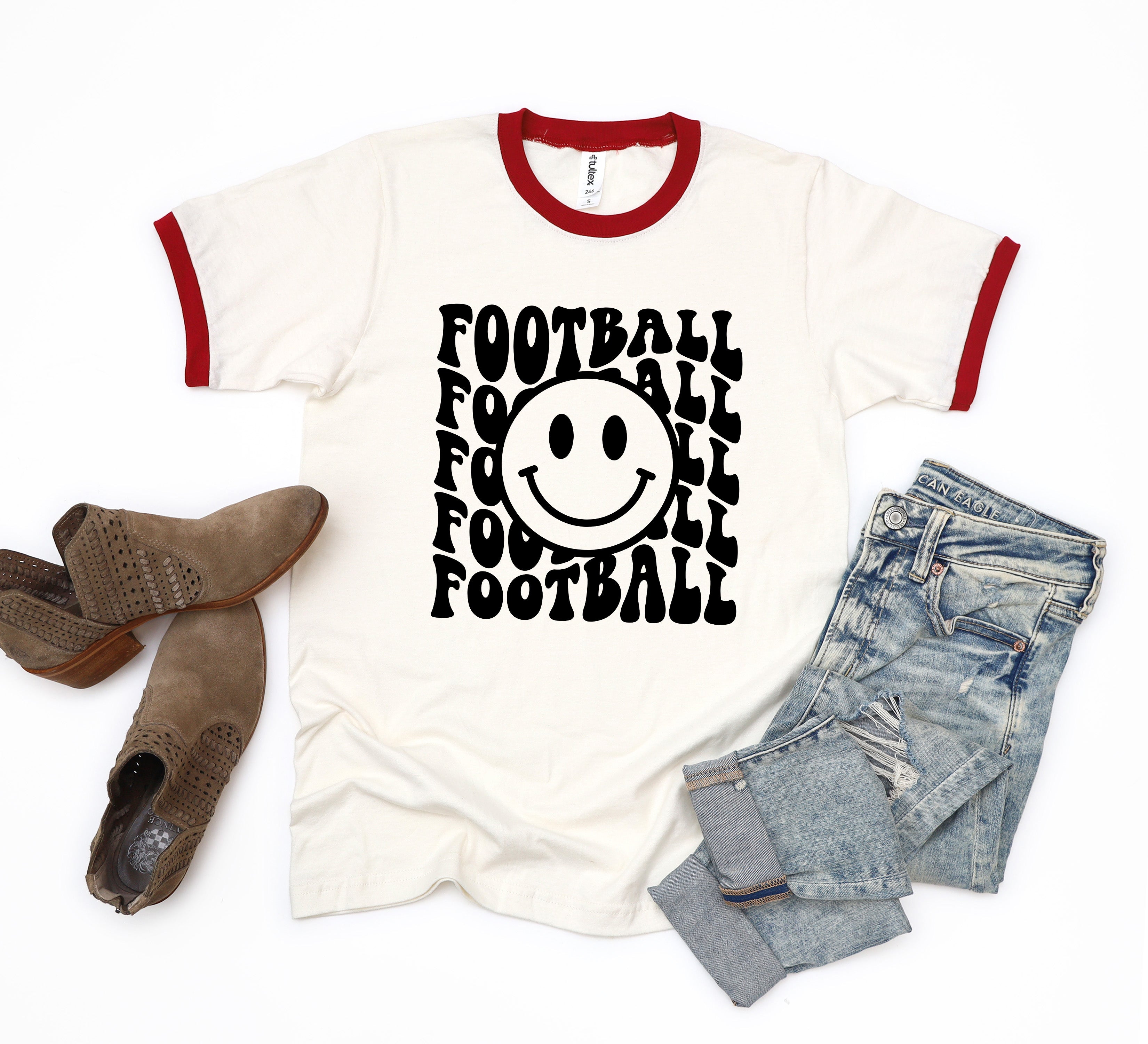 Football Smiley Face | Ringer Tee