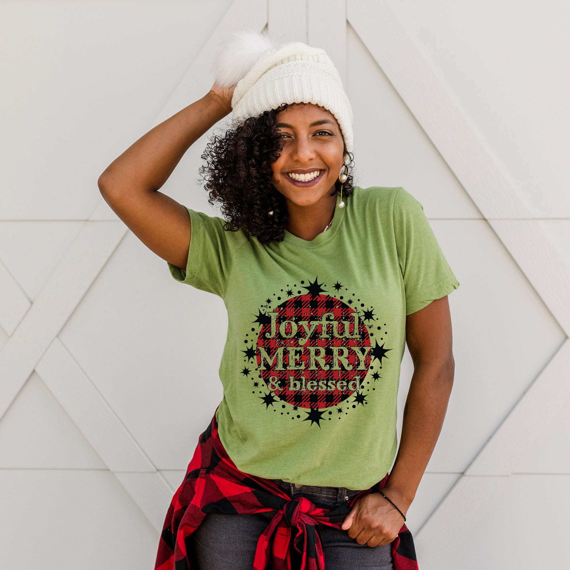 Joyful Merry And Blessed | Short Sleeve Crew Neck