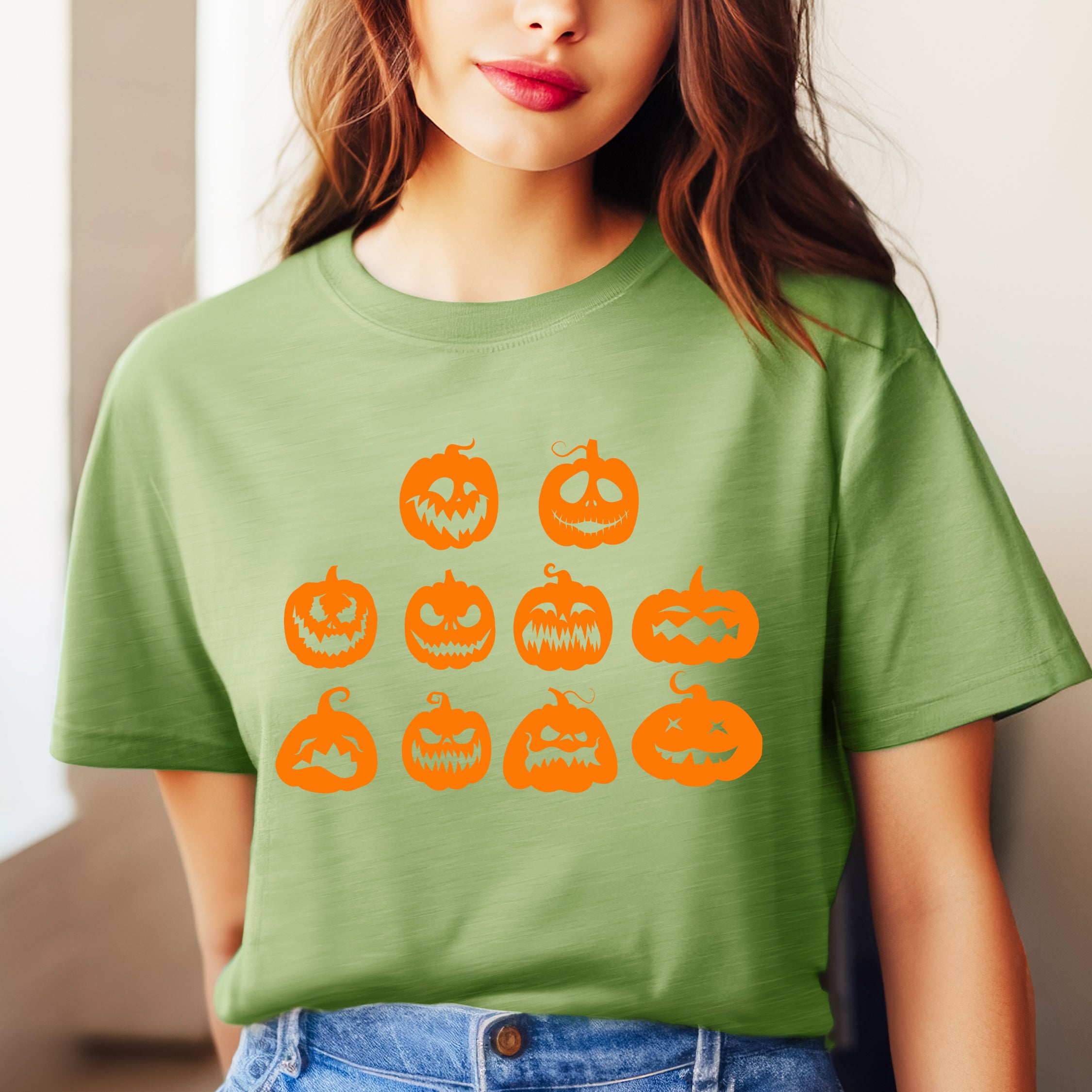 Halloween Pumpkin Faces | Short Sleeve Crew Neck