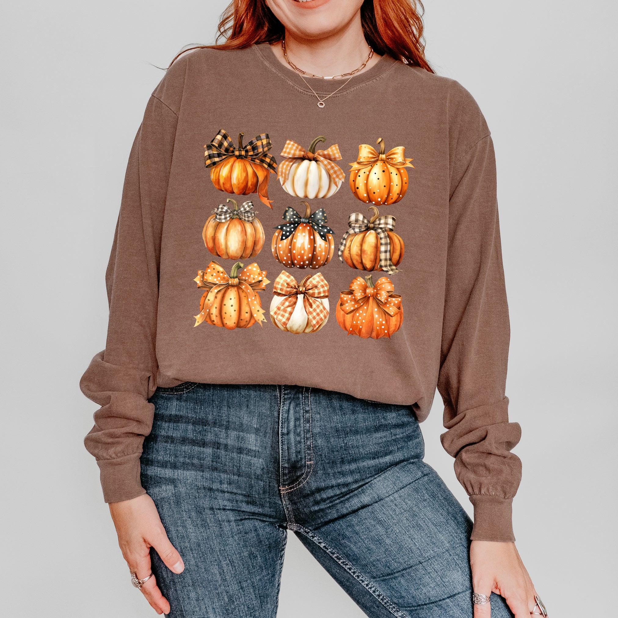 Coquette Fall Pumpkin Chart | Garment Dyed Long Sleeve
