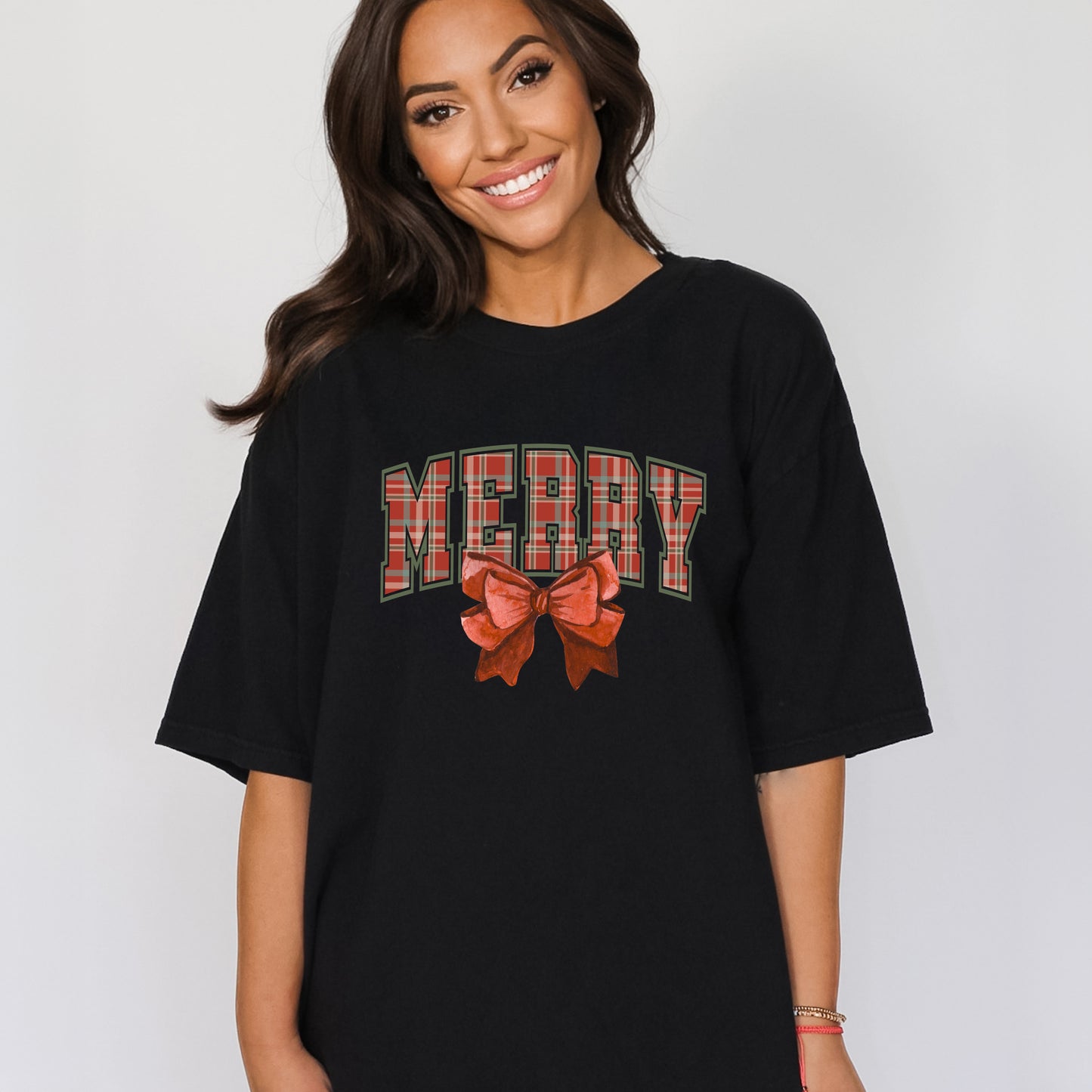 Coquette Plaid Merry | Garment Dyed Tee