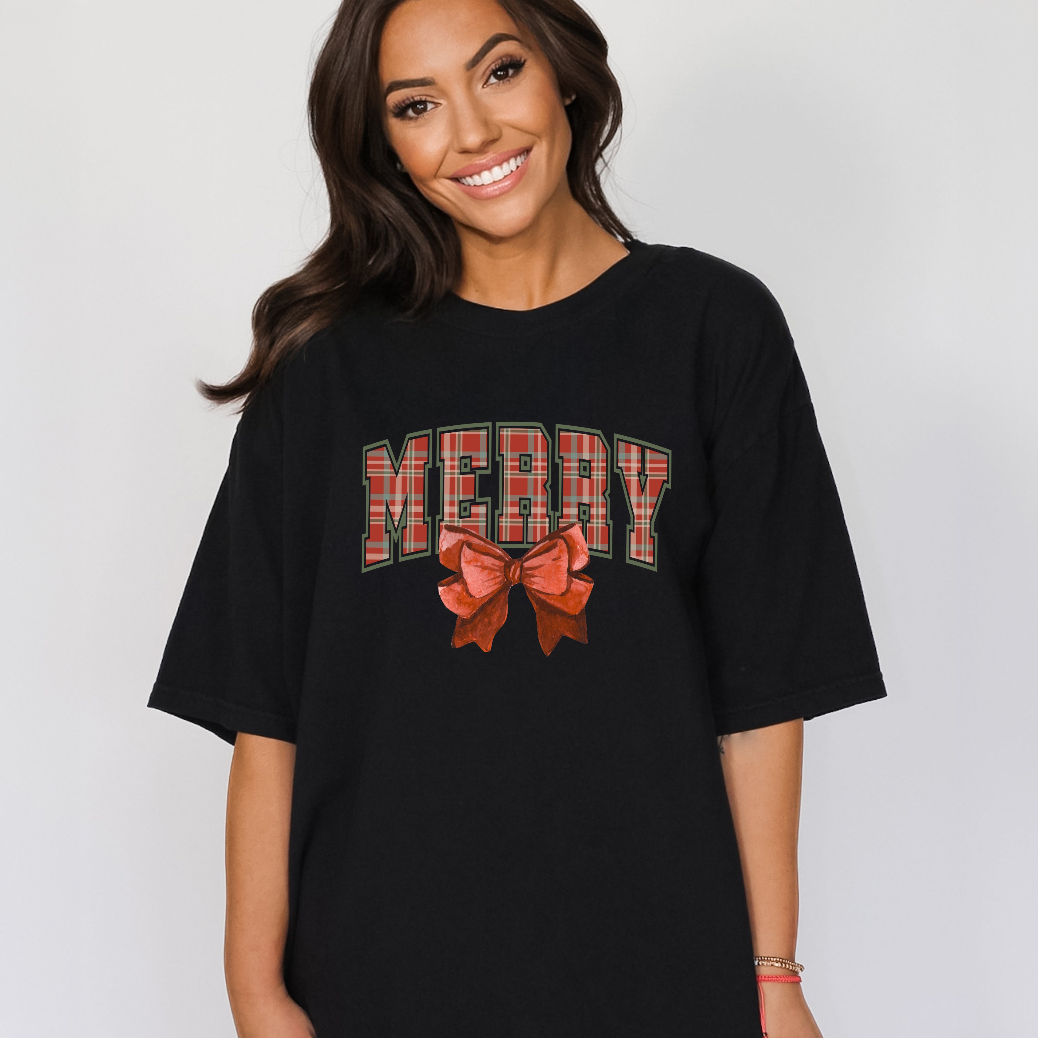 Coquette Plaid Merry | Garment Dyed Tee