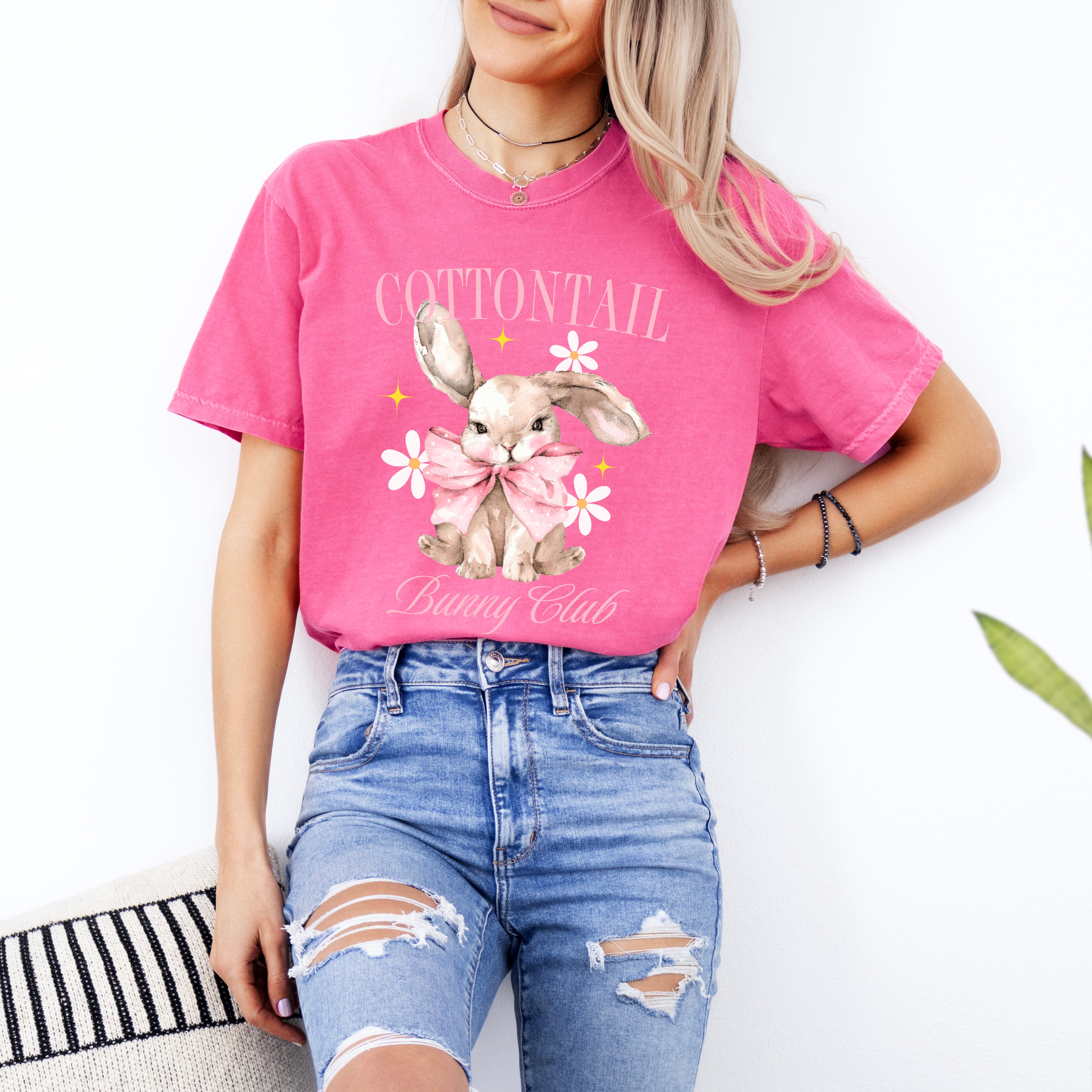 Coquette Cottontail Bunny Club | Garment Dyed Short Sleeve Tee