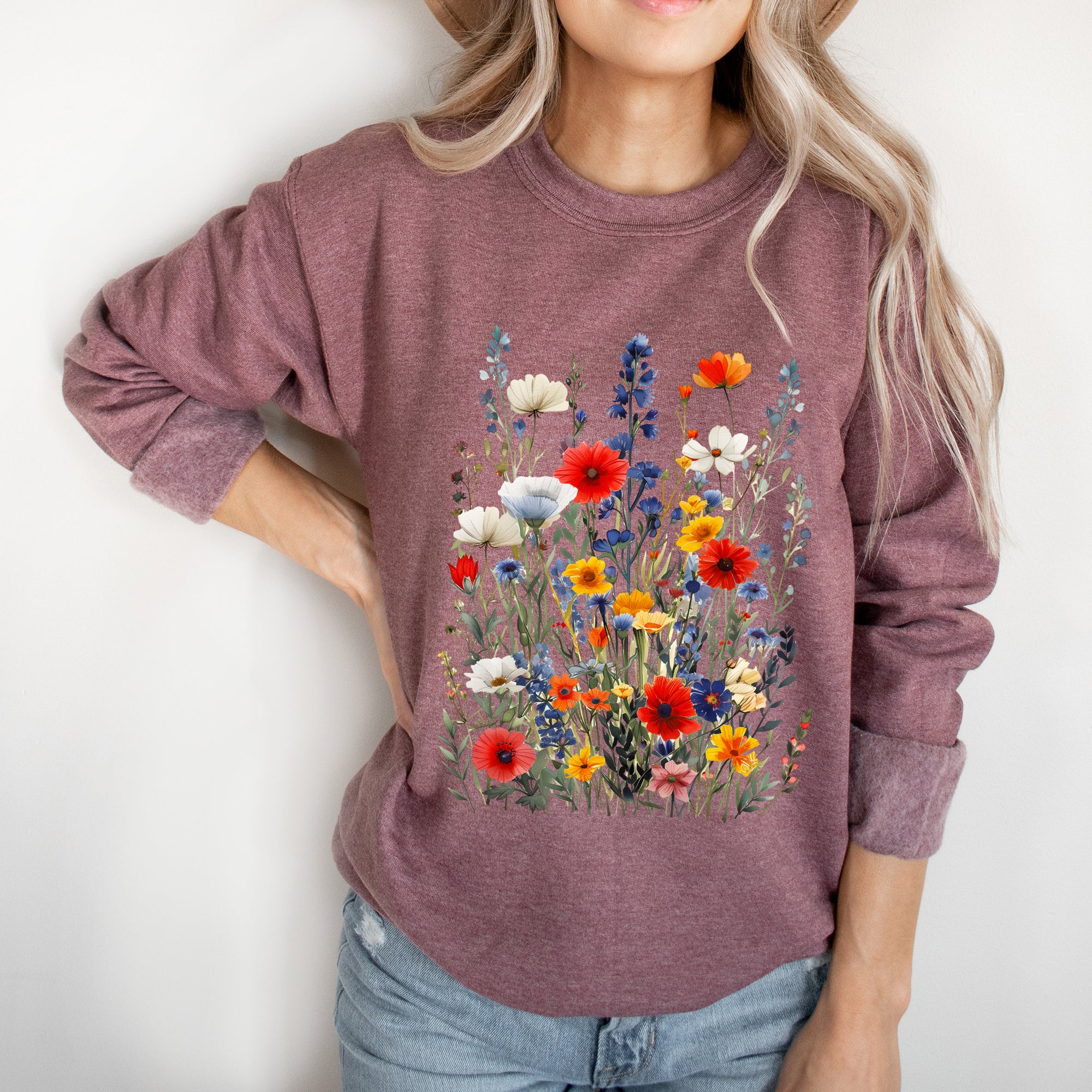 Blue And Red Wildflowers | Sweatshirt