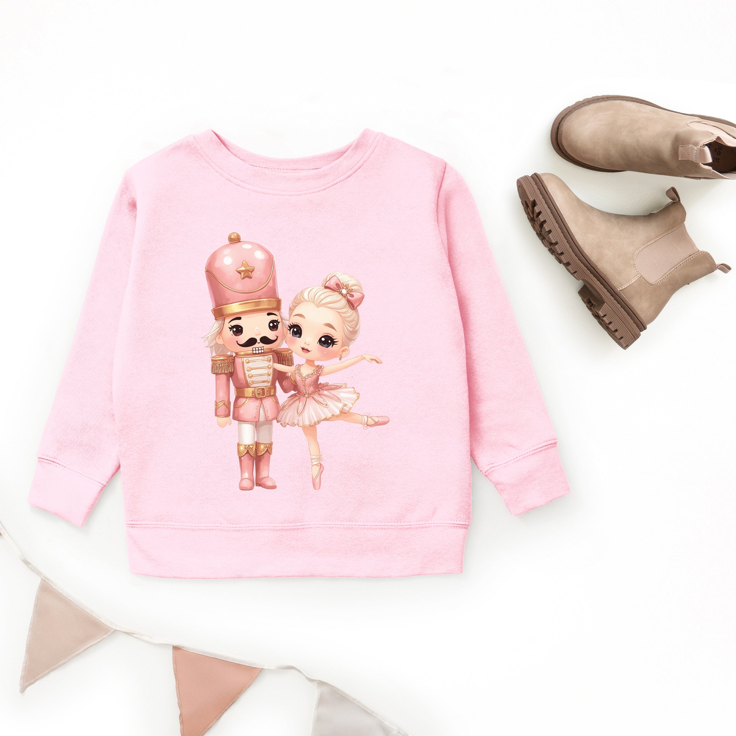 Pink Nutcracker Ballerina - Toddler Graphic Sweatshirt and Youth Graphic Sweatshirt