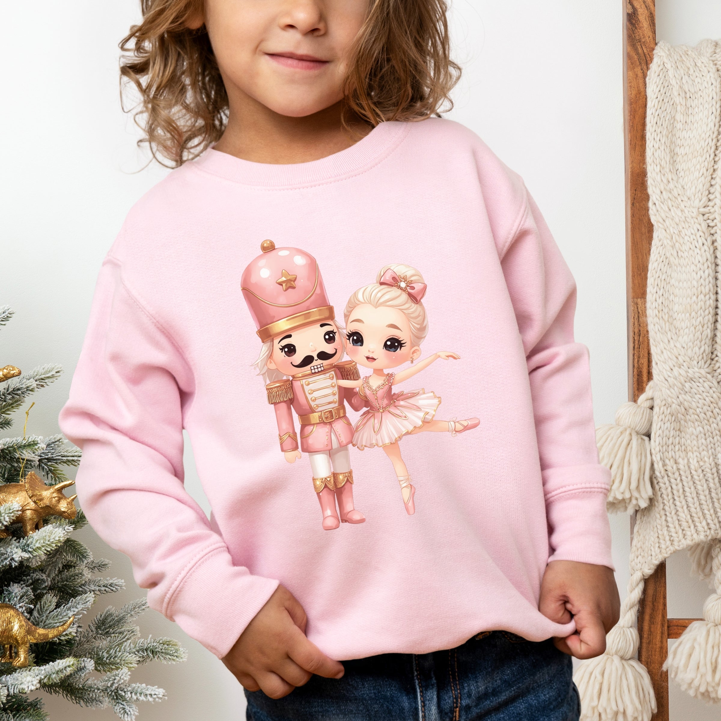 Pink Nutcracker Ballerina - Toddler Graphic Sweatshirt and Youth Graphic Sweatshirt