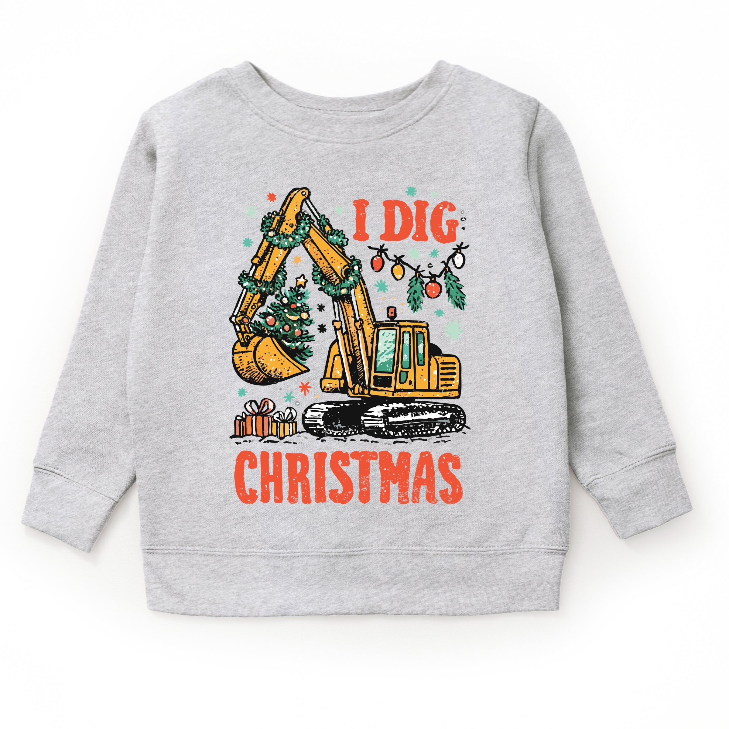 I Dig Christmas Excavator - Toddler Graphic Sweatshirt and Youth Graphic Sweatshirt