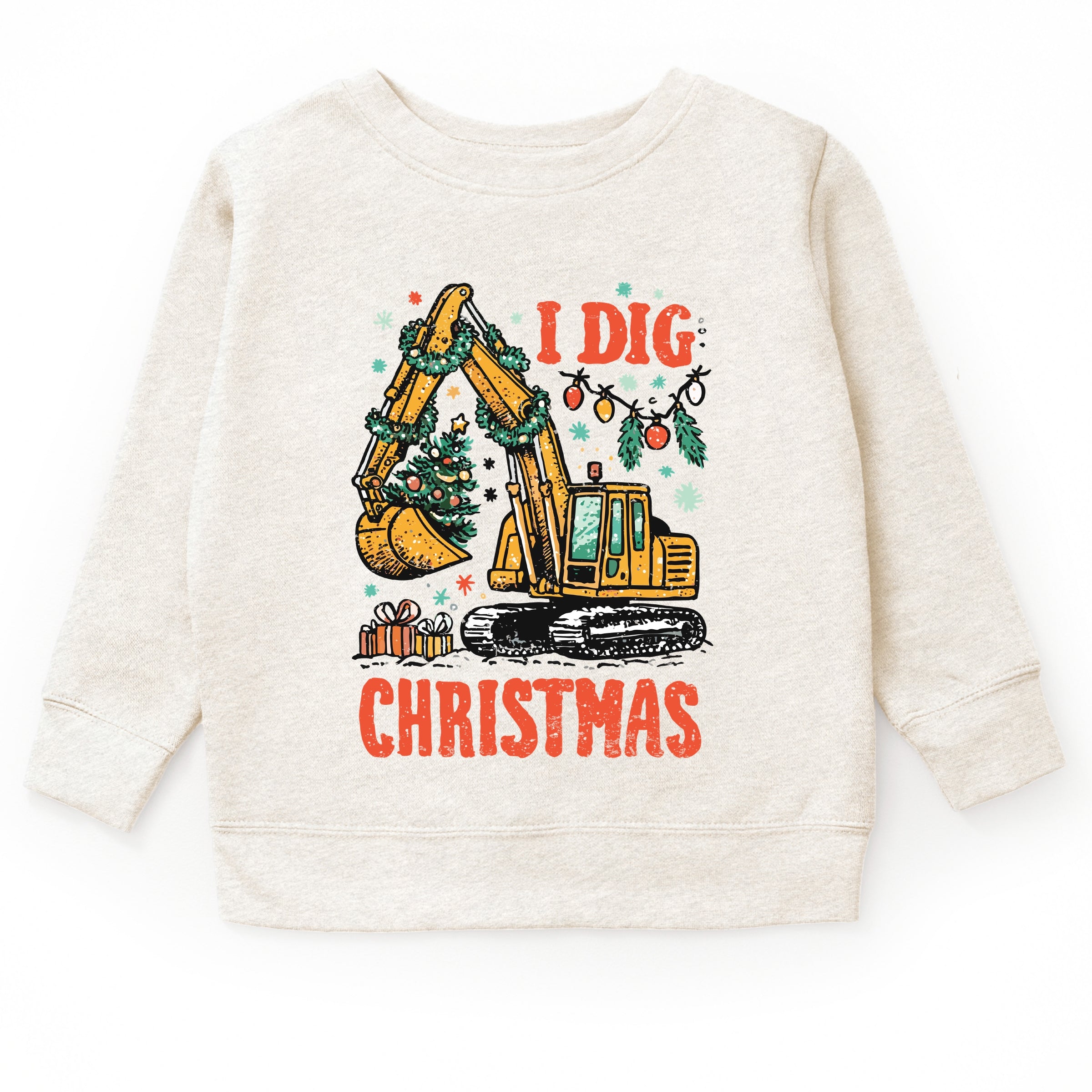 I Dig Christmas Excavator - Toddler Graphic Sweatshirt and Youth Graphic Sweatshirt