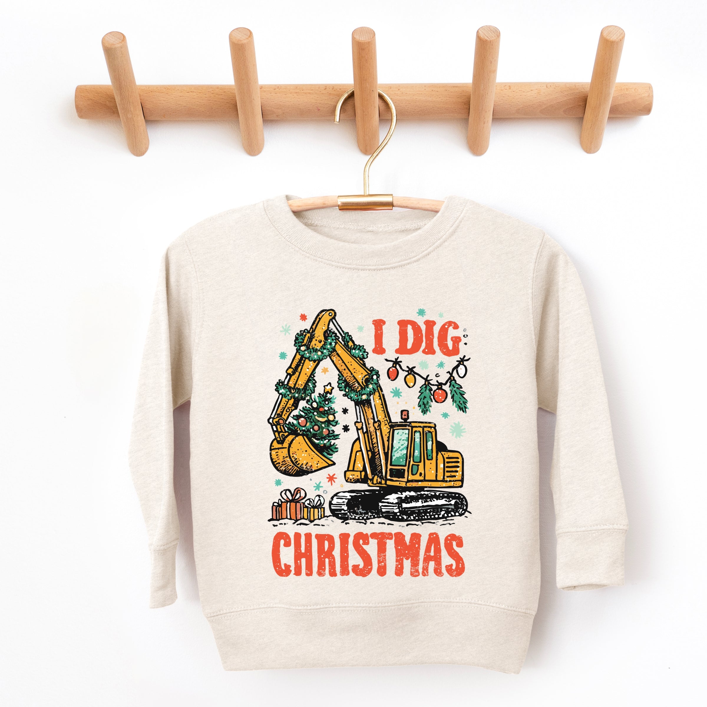 I Dig Christmas Excavator - Toddler Graphic Sweatshirt and Youth Graphic Sweatshirt