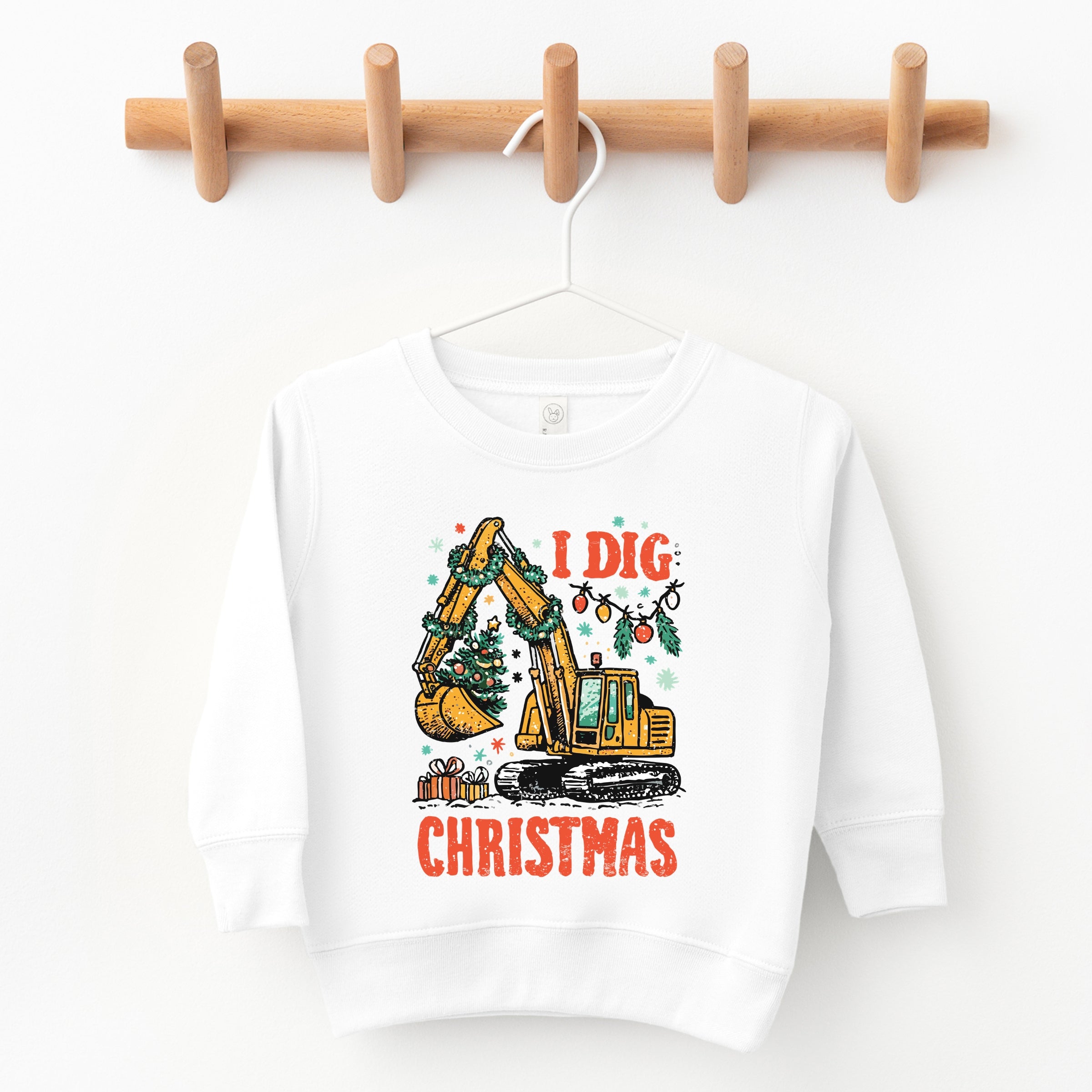 I Dig Christmas Excavator - Toddler Graphic Sweatshirt and Youth Graphic Sweatshirt