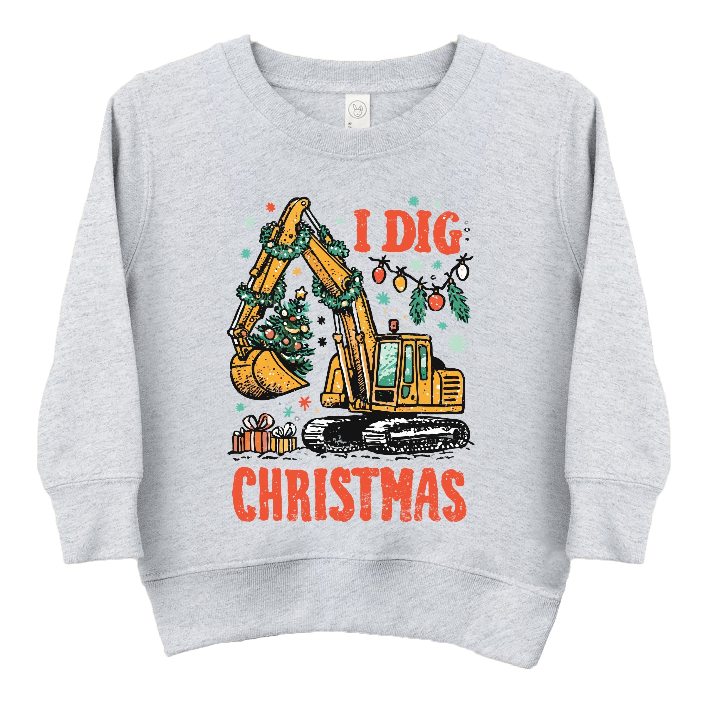 I Dig Christmas Excavator - Toddler Graphic Sweatshirt and Youth Graphic Sweatshirt