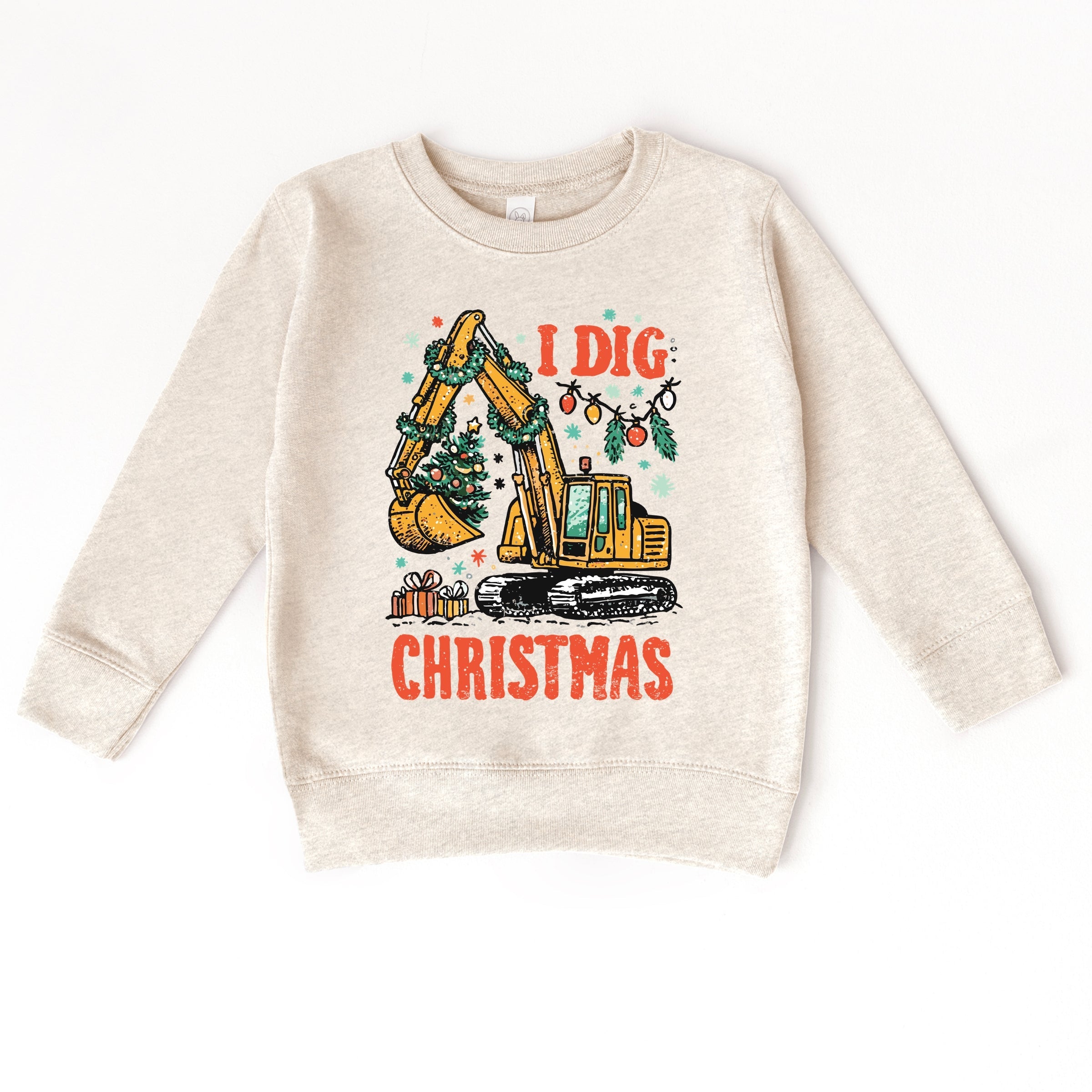 I Dig Christmas Excavator - Toddler Graphic Sweatshirt and Youth Graphic Sweatshirt