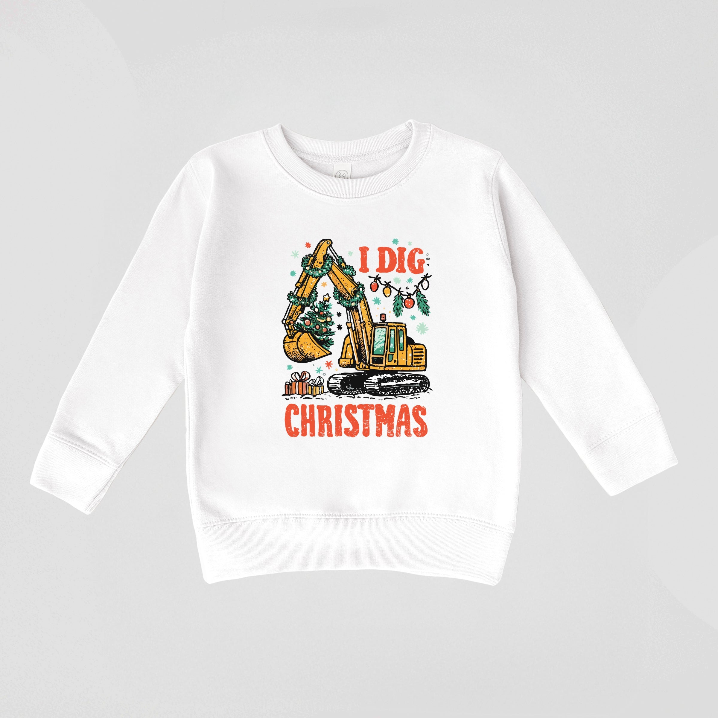 I Dig Christmas Excavator - Toddler Graphic Sweatshirt and Youth Graphic Sweatshirt