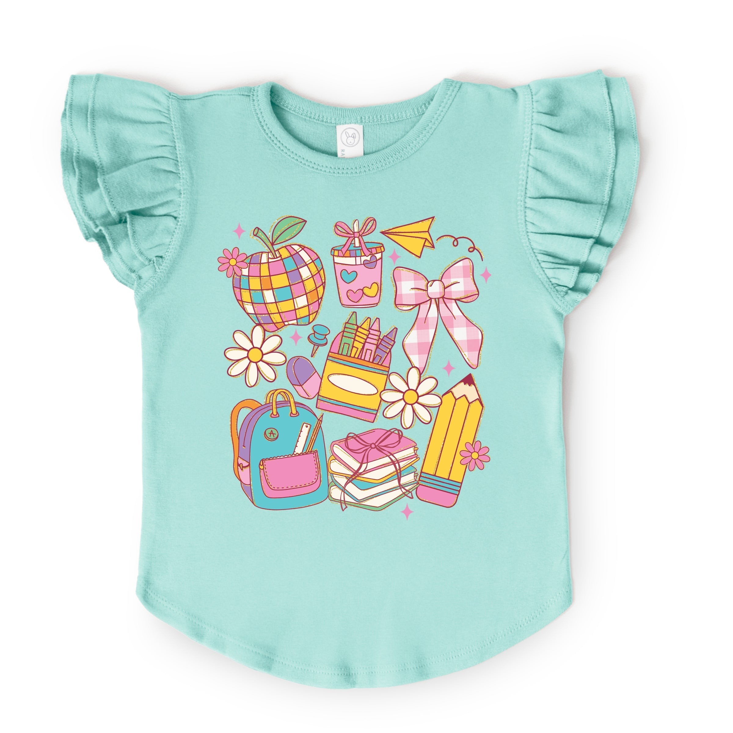 School Supplies Coquette - Kids Flutter Sleeve Tee