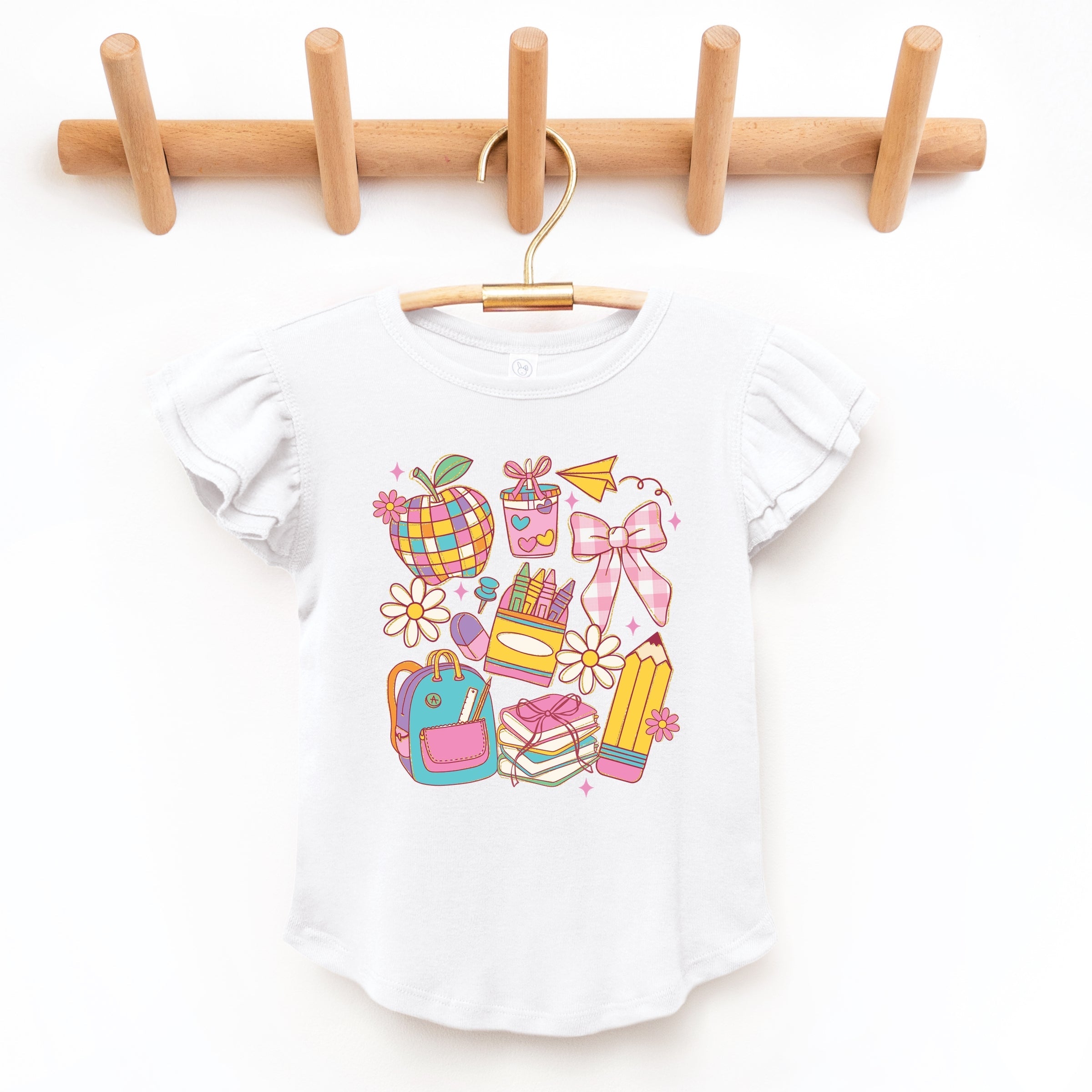 School Supplies Coquette - Kids Flutter Sleeve Tee