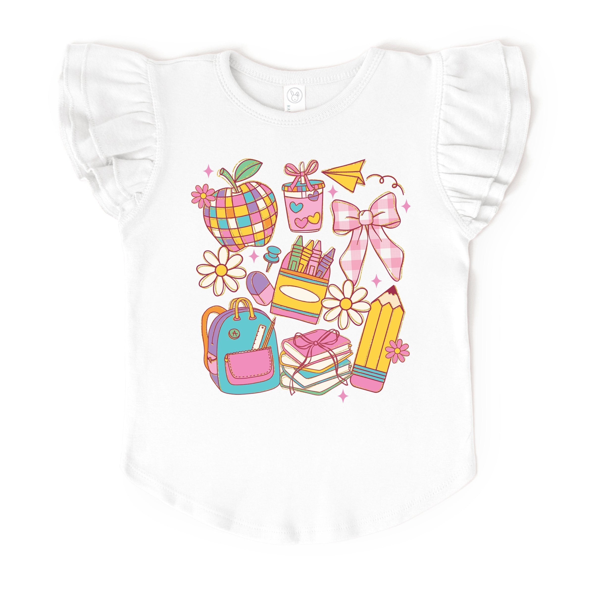 School Supplies Coquette - Kids Flutter Sleeve Tee