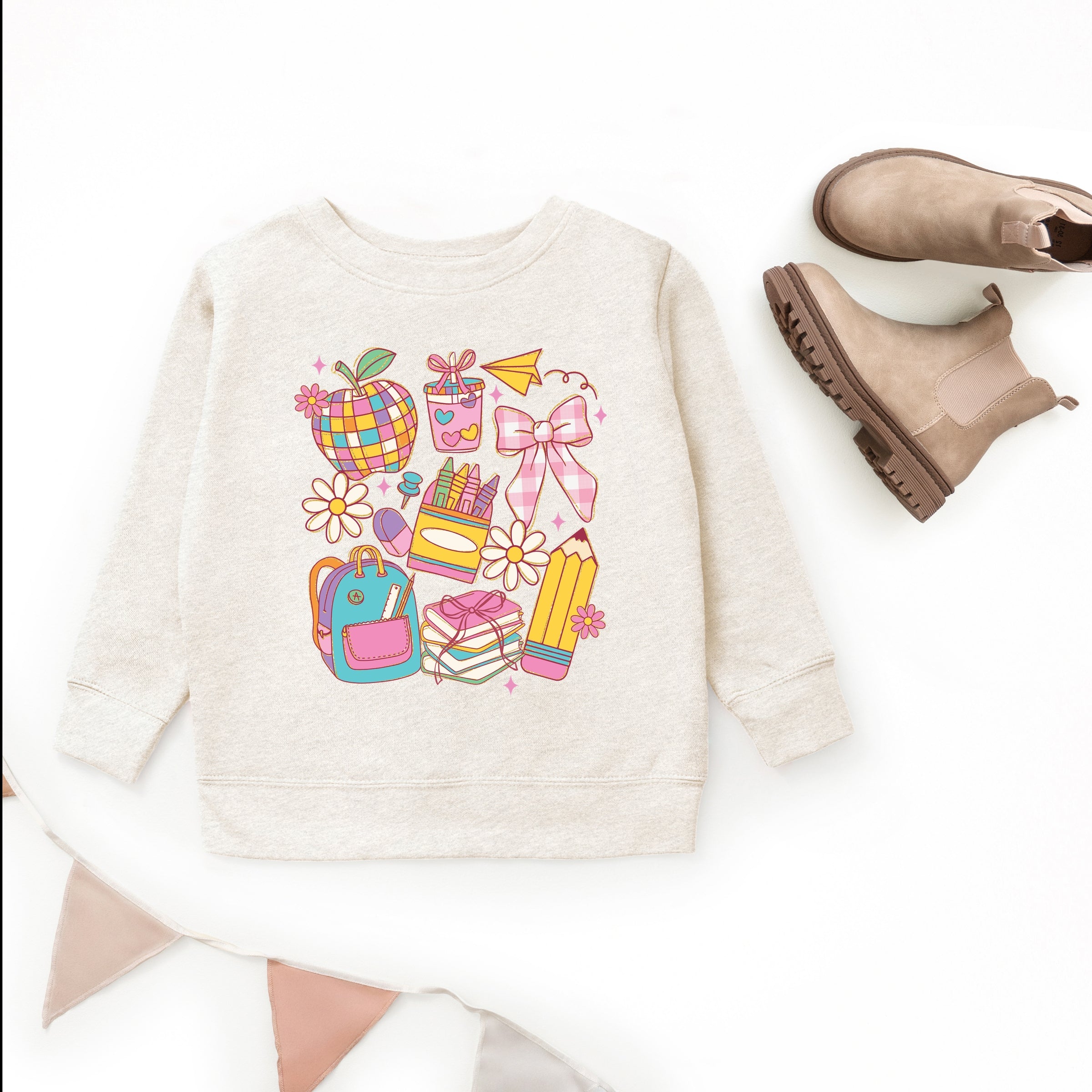 School Supplies Coquette - Kids Toddler Sweatshirt and Kids Youth Sweatshirt
