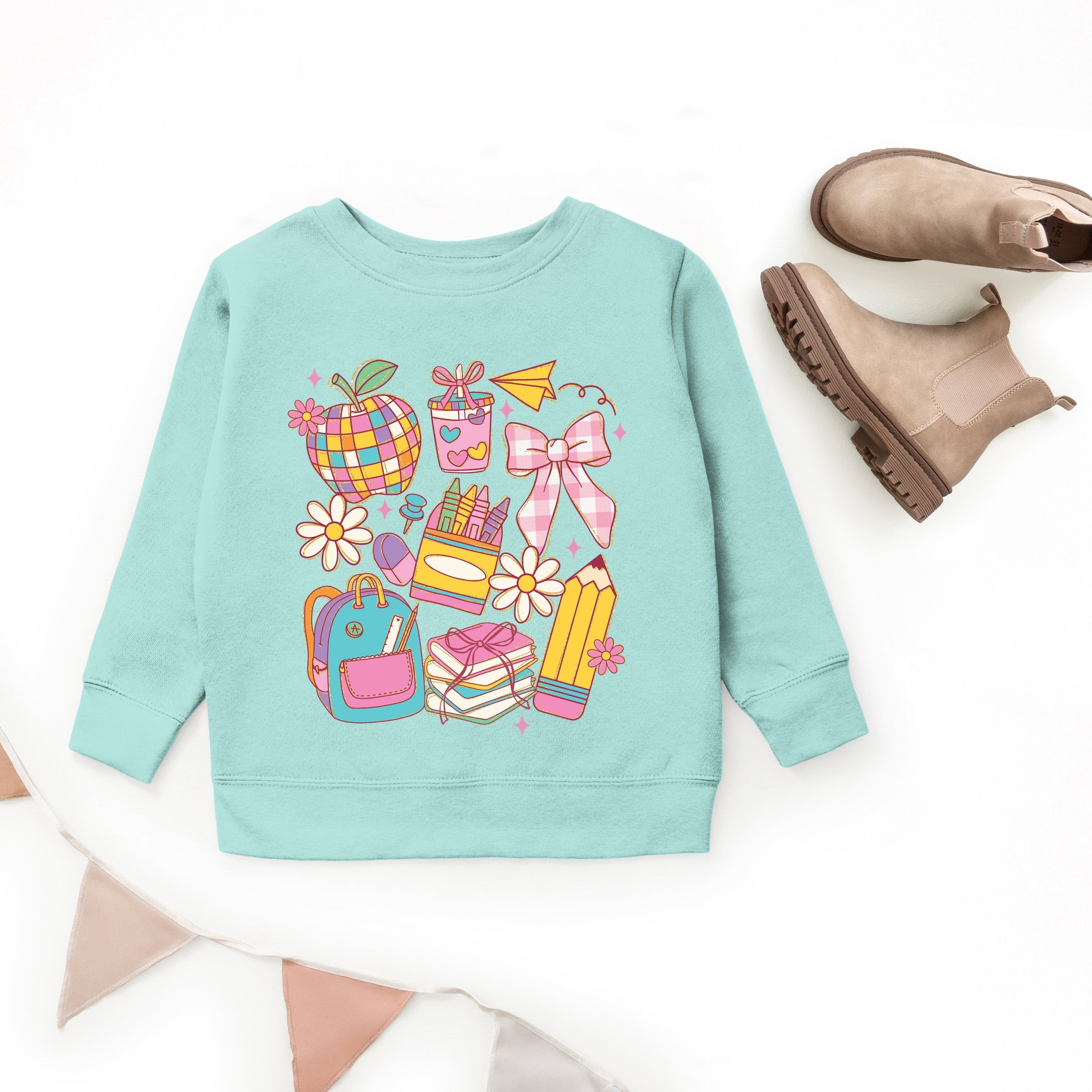 School Supplies Coquette - Kids Toddler Sweatshirt and Kids Youth Sweatshirt