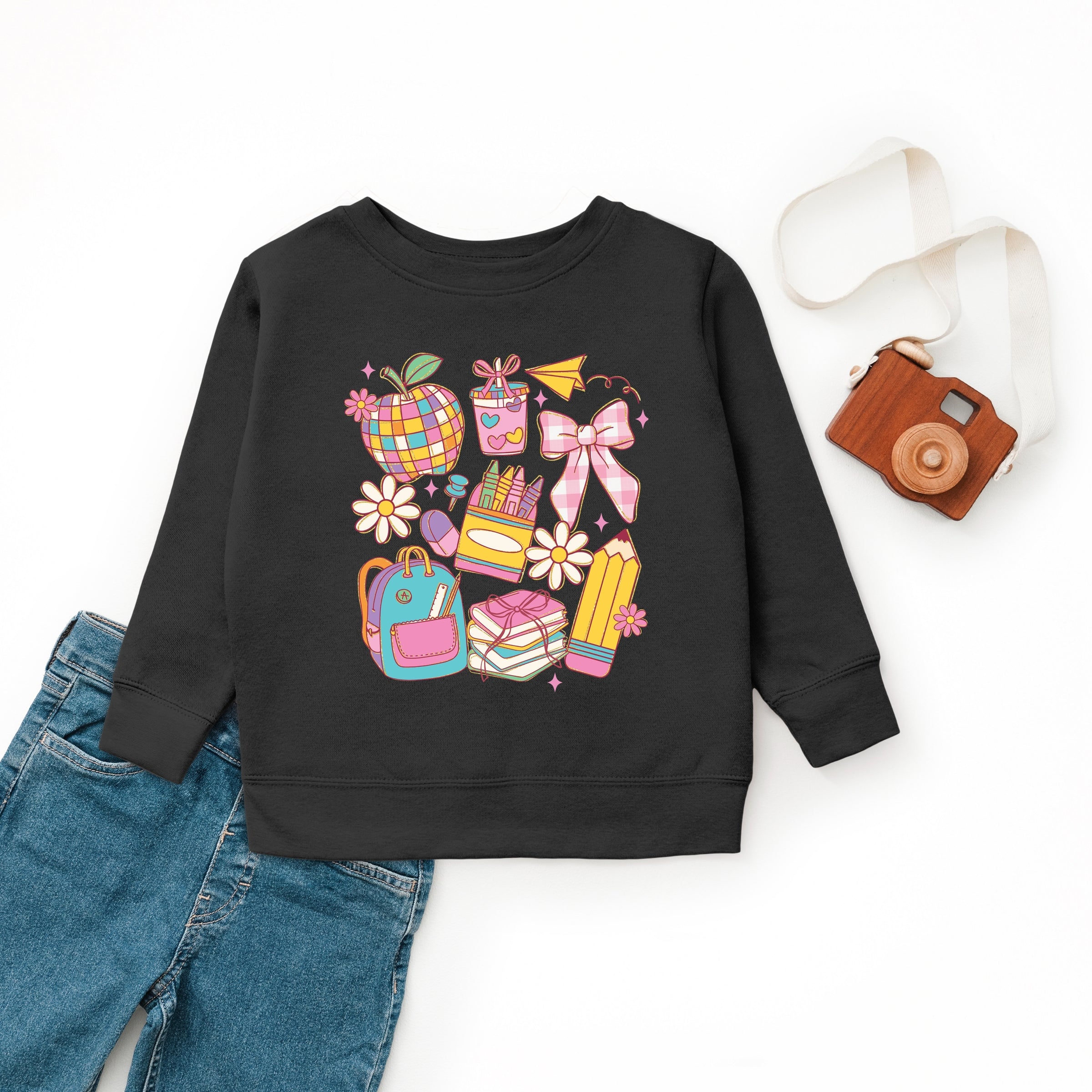 School Supplies Coquette - Kids Toddler Sweatshirt and Kids Youth Sweatshirt