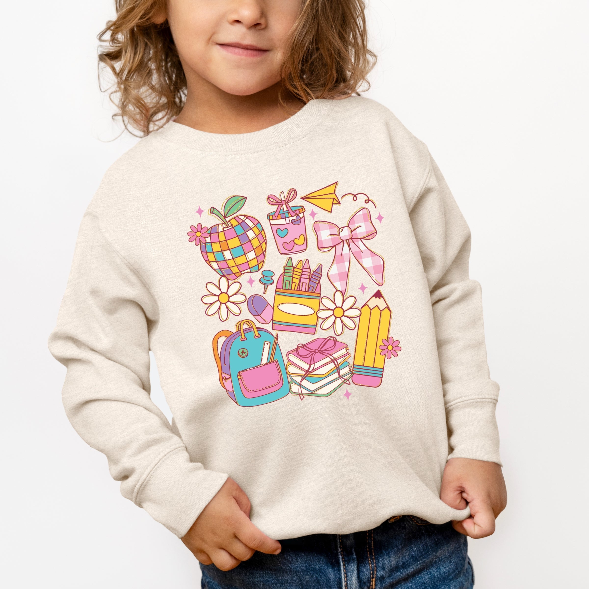 School Supplies Coquette - Kids Toddler Sweatshirt and Kids Youth Sweatshirt