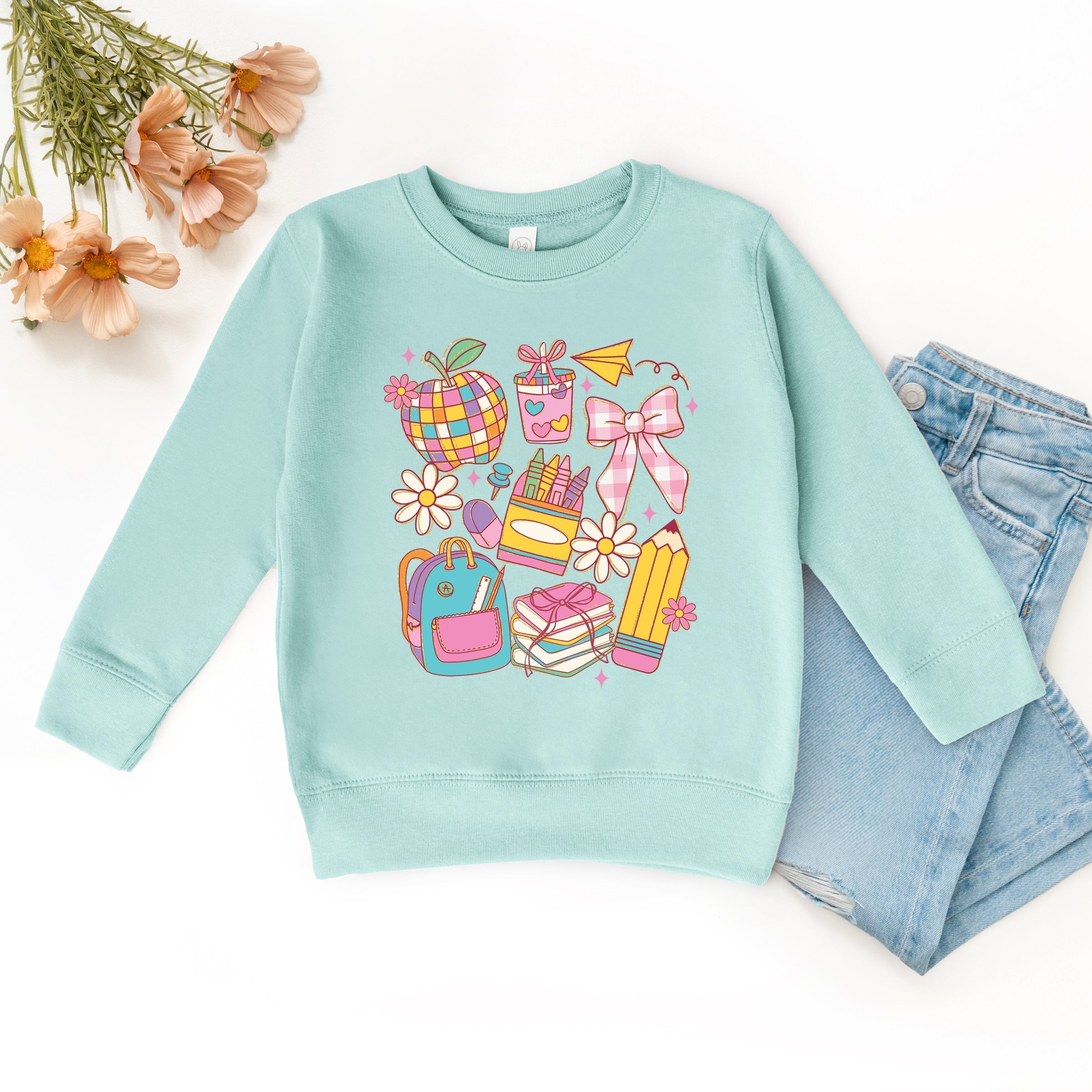 School Supplies Coquette - Kids Toddler Sweatshirt and Kids Youth Sweatshirt
