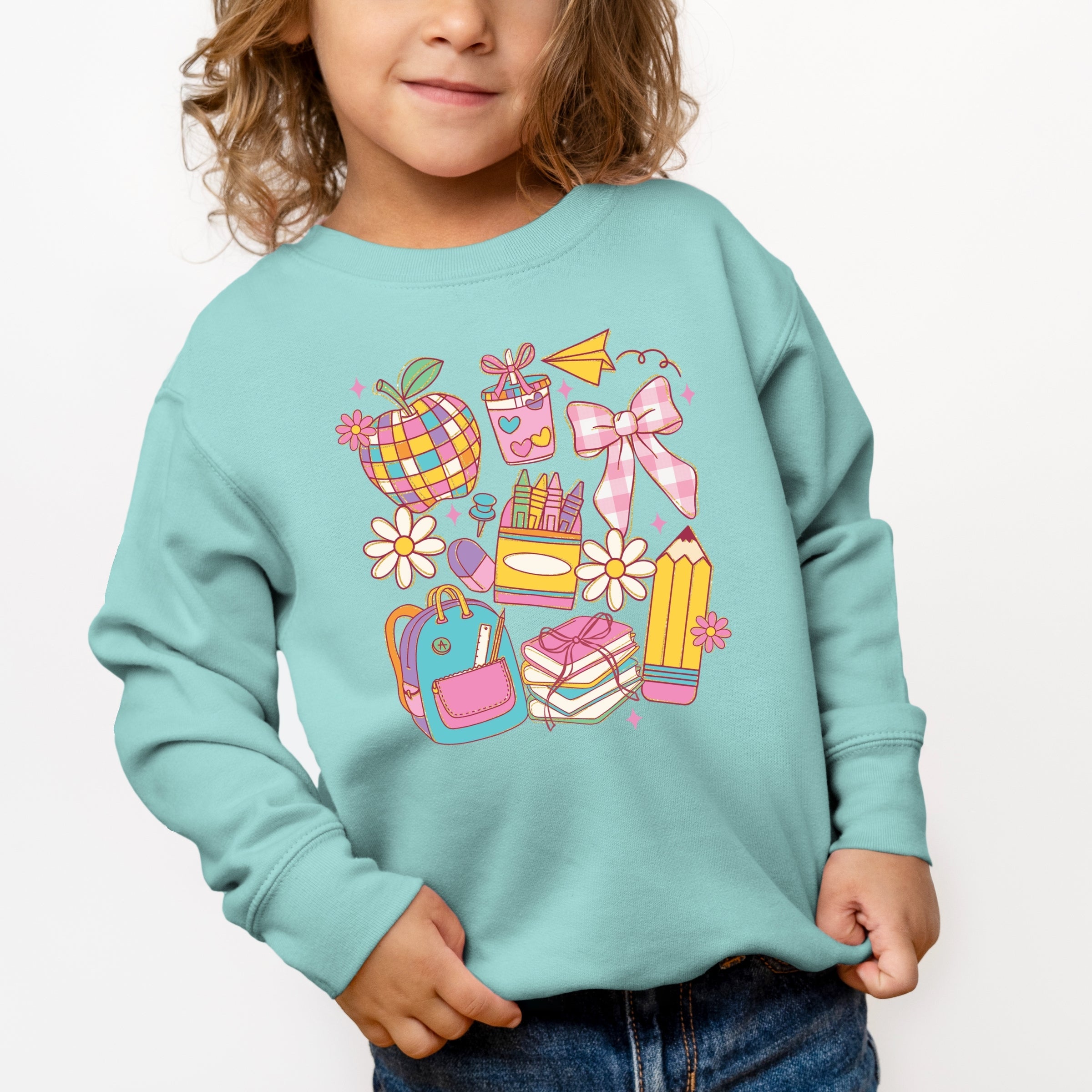 School Supplies Coquette - Kids Toddler Sweatshirt and Kids Youth Sweatshirt