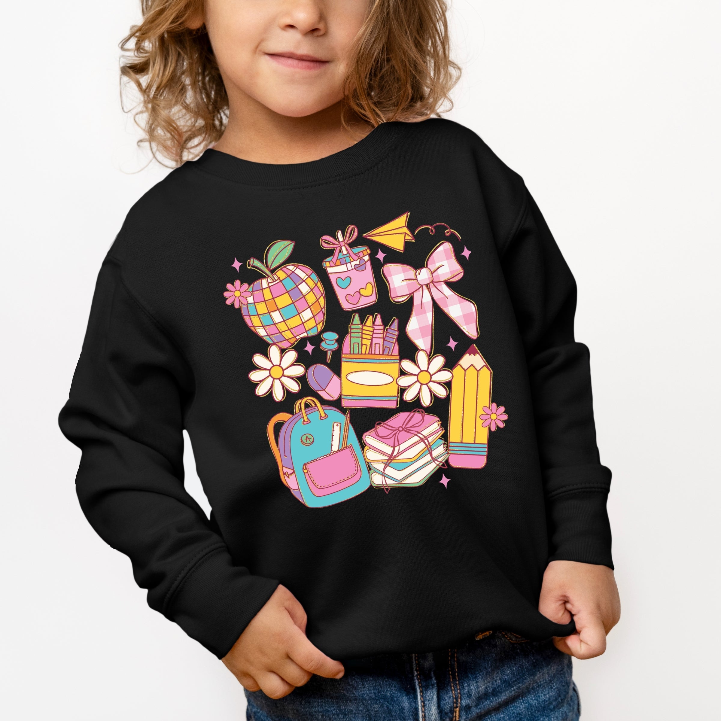 School Supplies Coquette - Kids Toddler Sweatshirt and Kids Youth Sweatshirt