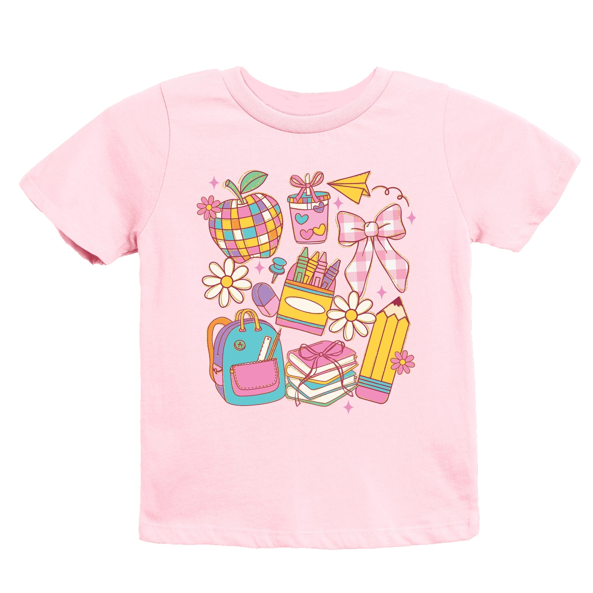 School Supplies Coquette - Kids Youth Short Sleeve Tee and Toddler Short Sleeve Tee