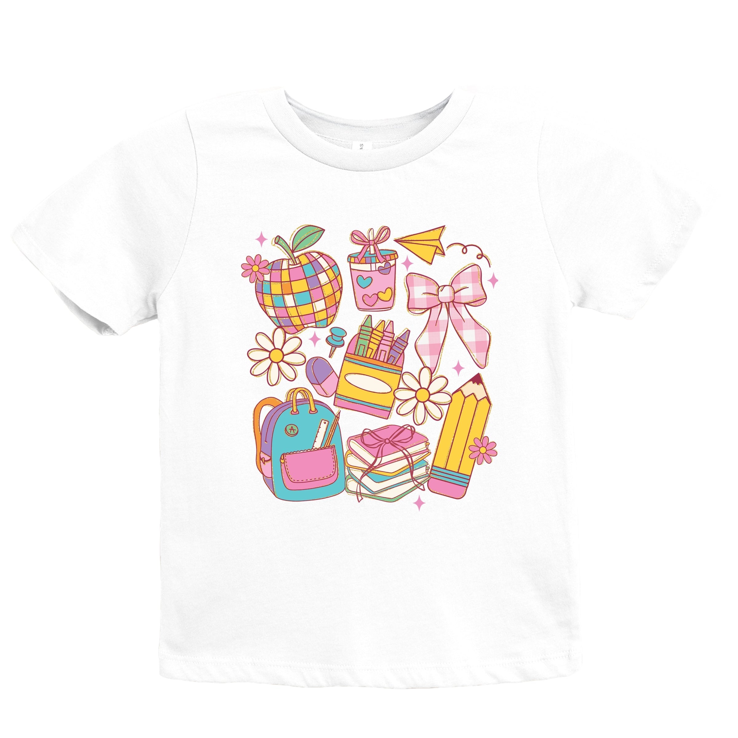 School Supplies Coquette - Kids Youth Short Sleeve Tee and Toddler Short Sleeve Tee