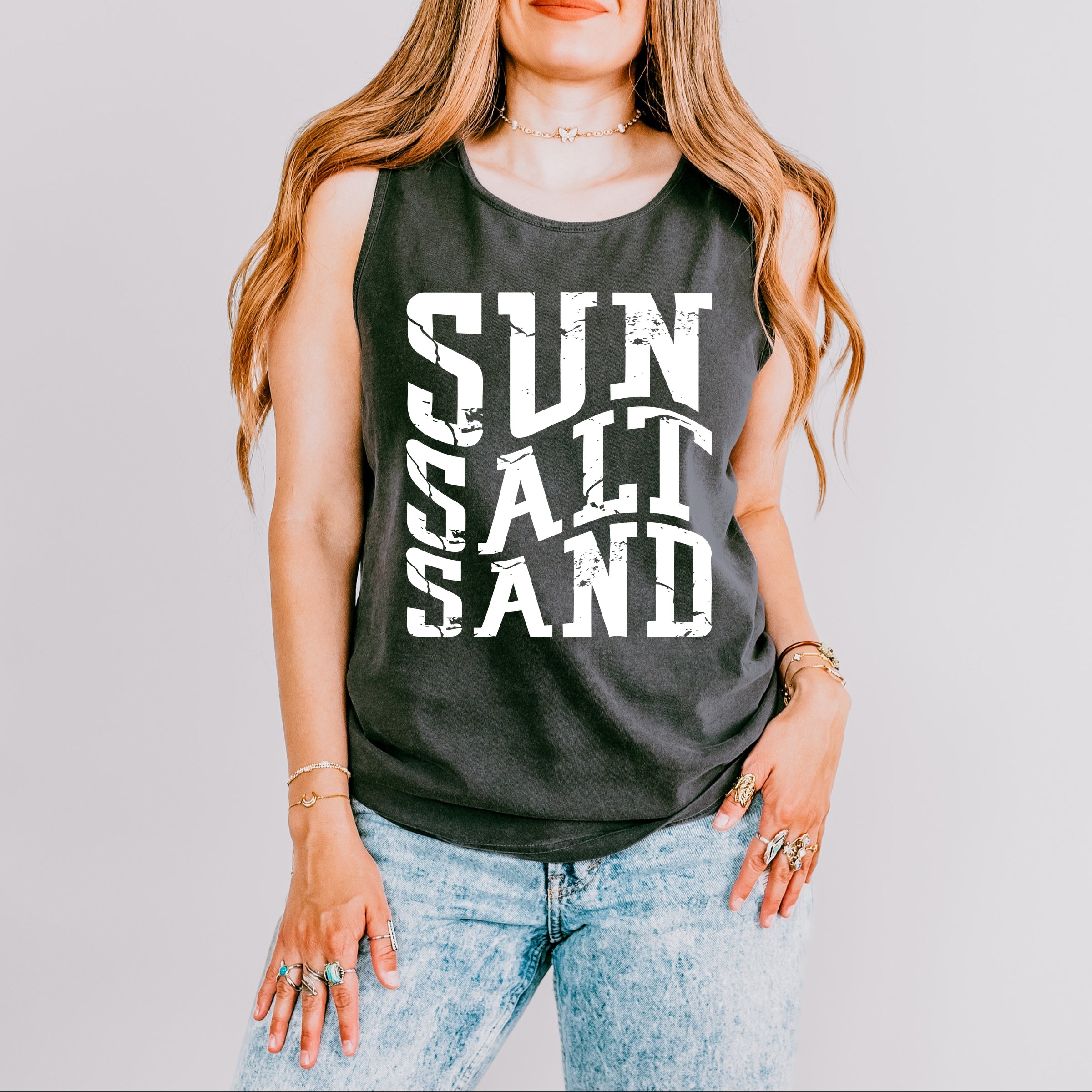 Sun Salt Sand Wavy - Womens Garment Dyed Tank